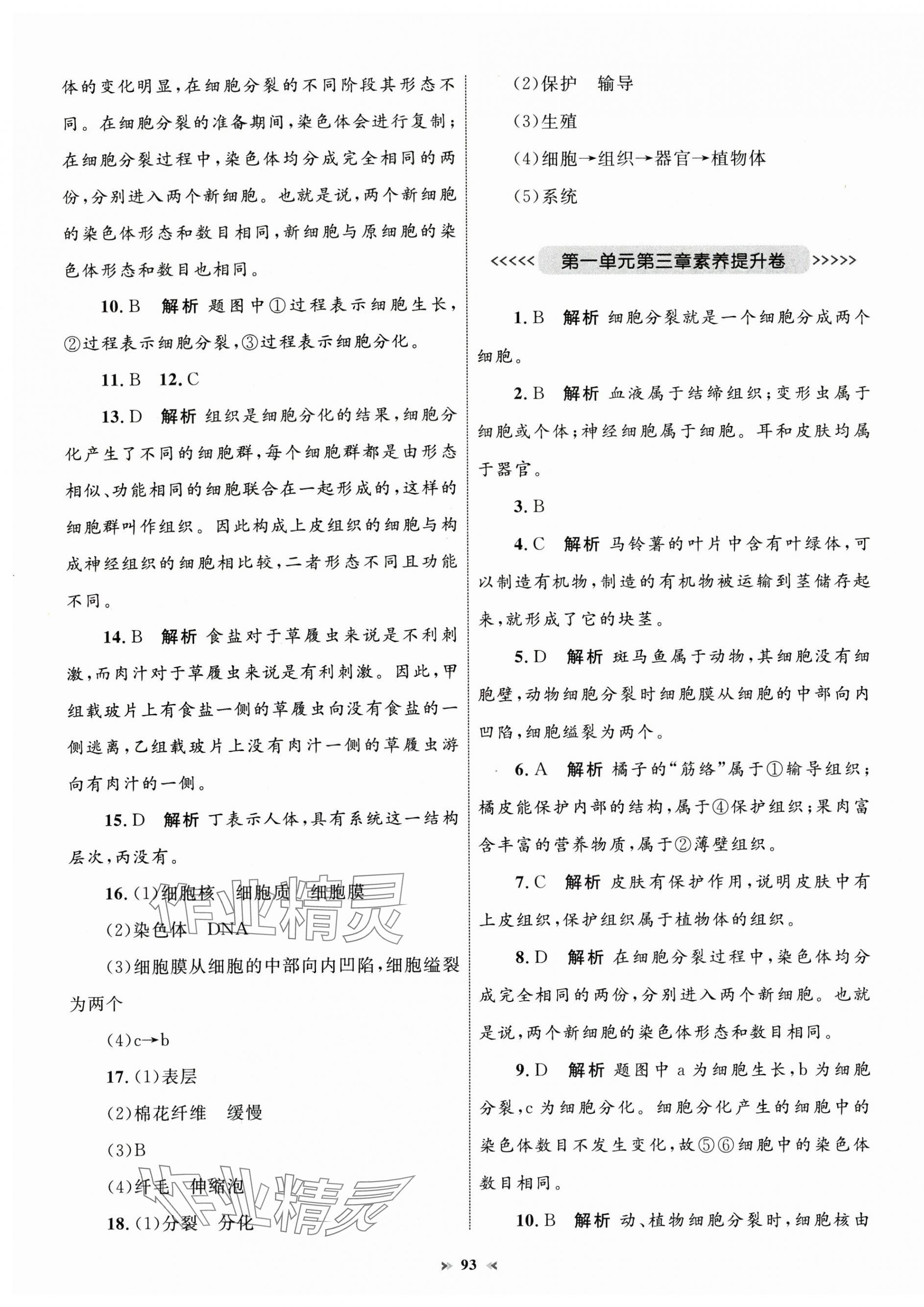 2024年學習目標與檢測同步測試卷七年級生物上冊人教版 第5頁