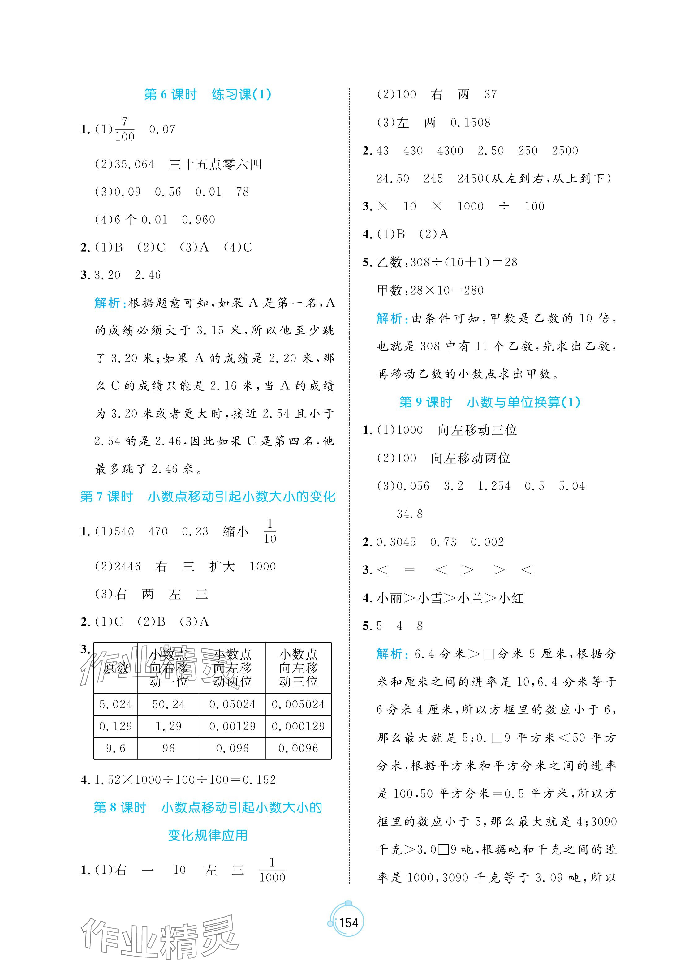 2024年黃岡名師天天練四年級(jí)數(shù)學(xué)下冊(cè)人教版 參考答案第8頁