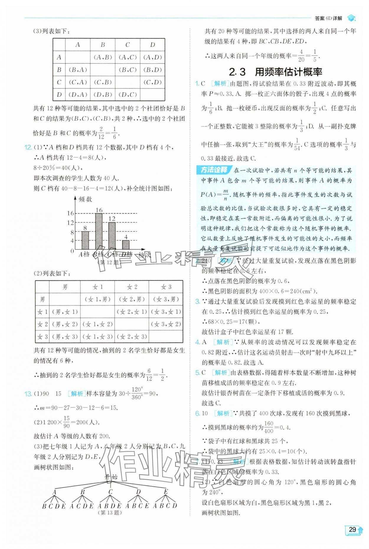 2025年实验班提优训练九年级数学上册浙教版 参考答案第29页