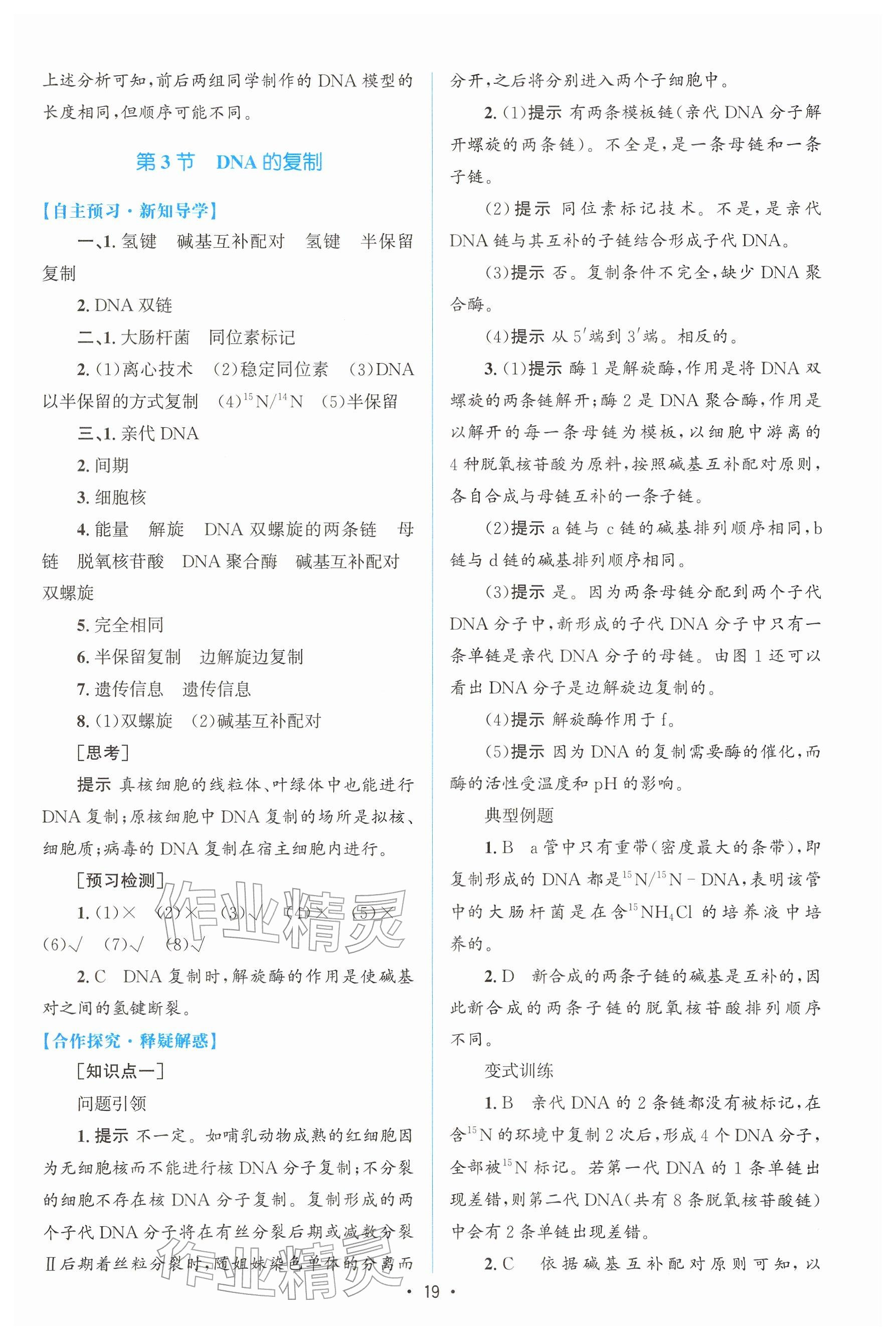 2026年高中同步测控优化设计高中生物必修第二册人教版增强版&nbsp;参考答案第18页