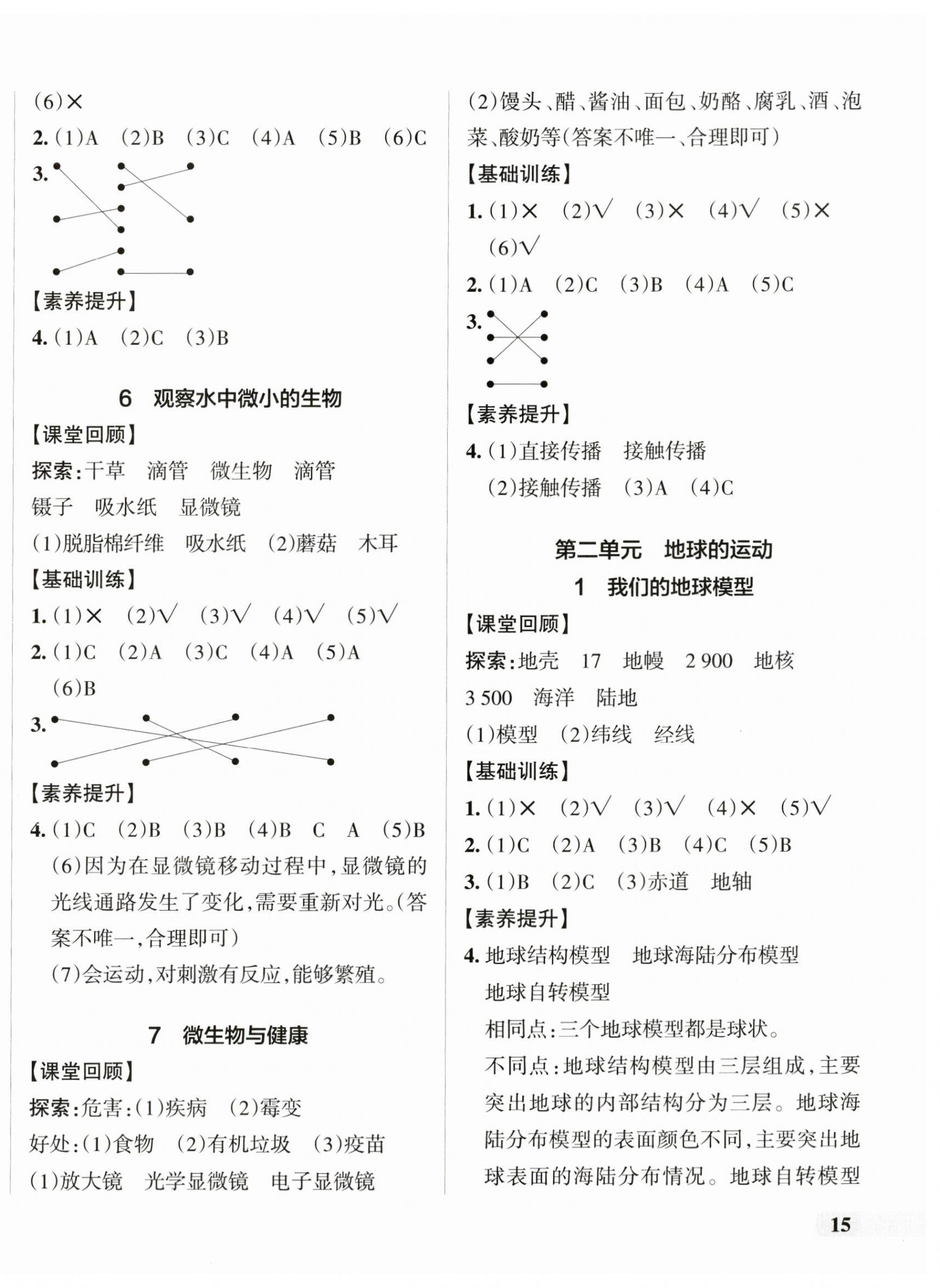 2024年小学学霸作业本六年级科学上册教科版 参考答案第2页