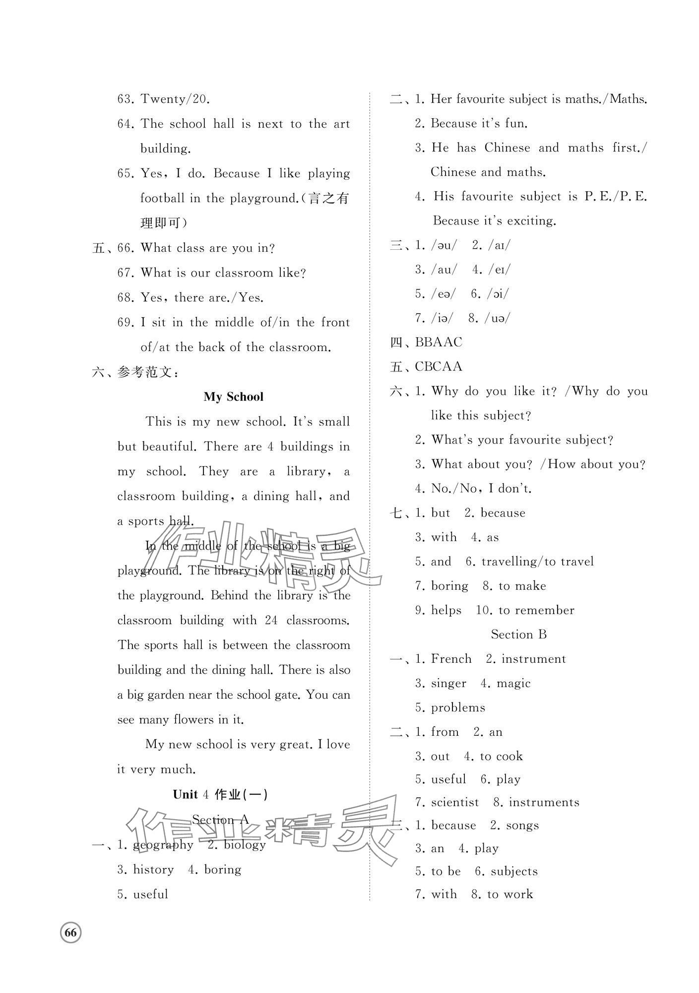 2024年伴你學(xué)精練課堂分層作業(yè)七年級英語上冊人教版臨沂專版 參考答案第7頁