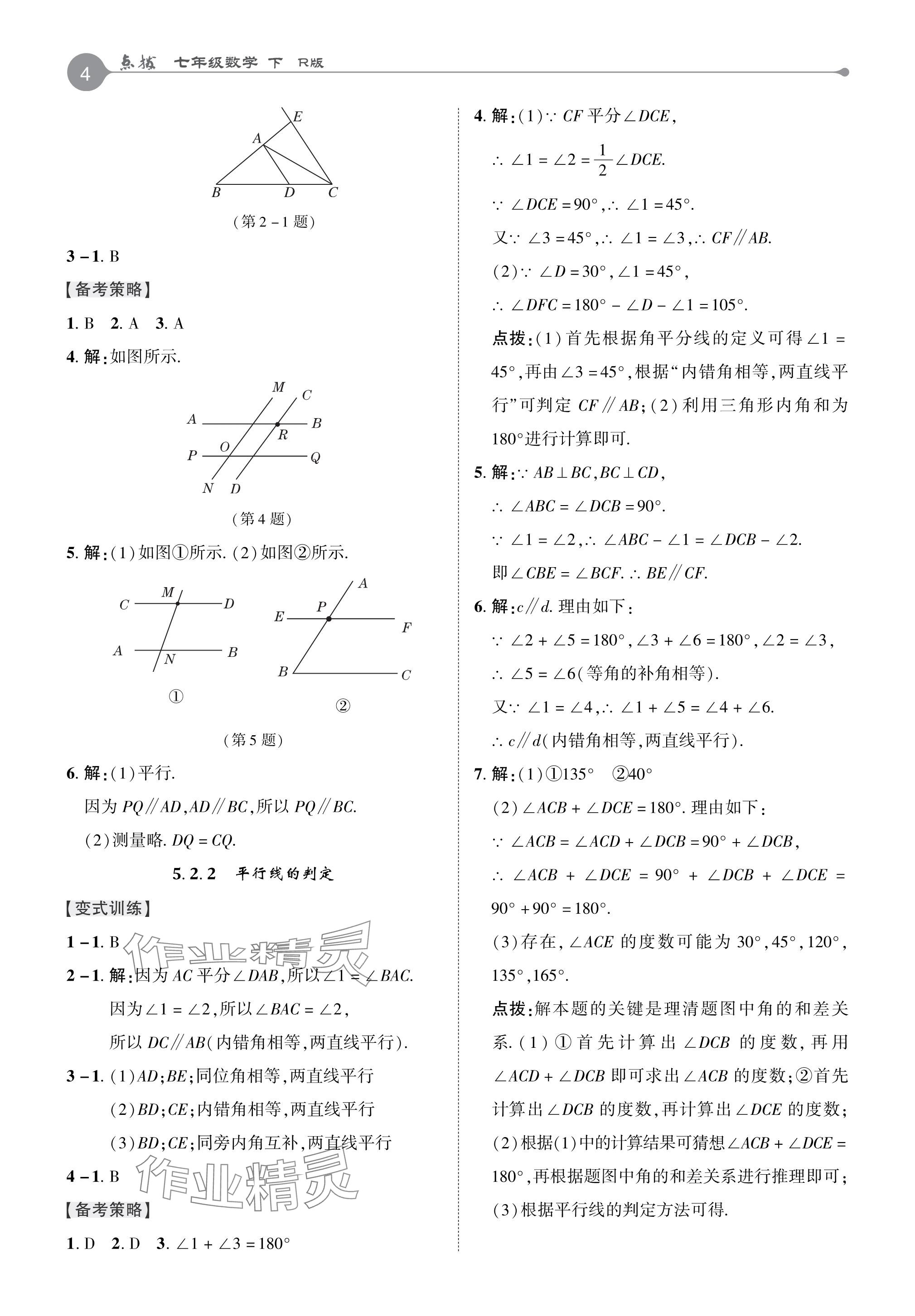 2024年特高級教師點(diǎn)撥七年級數(shù)學(xué)下冊人教版 參考答案第3頁