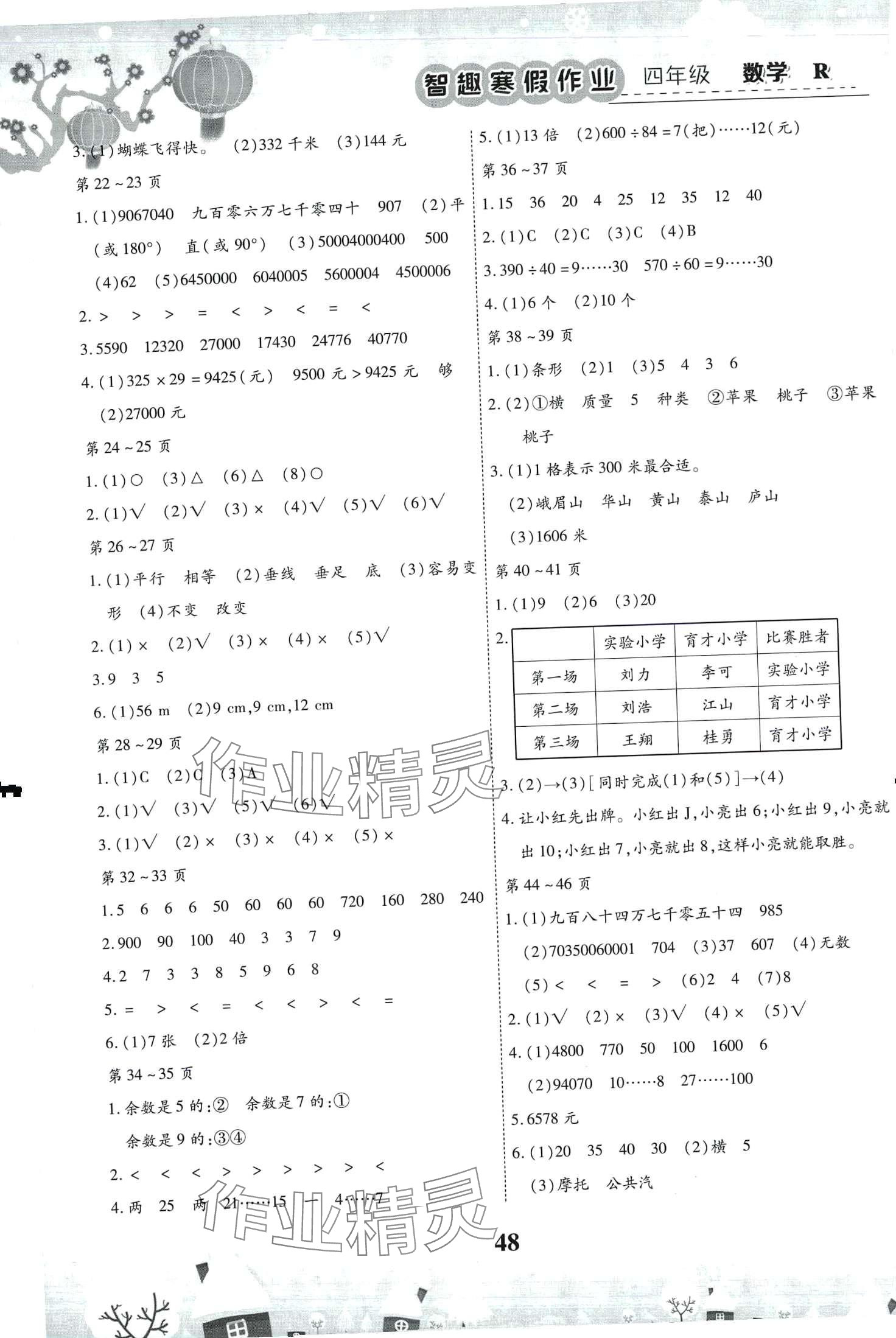 2024年智趣寒假作业云南科技出版社四年级数学人教版 第2页