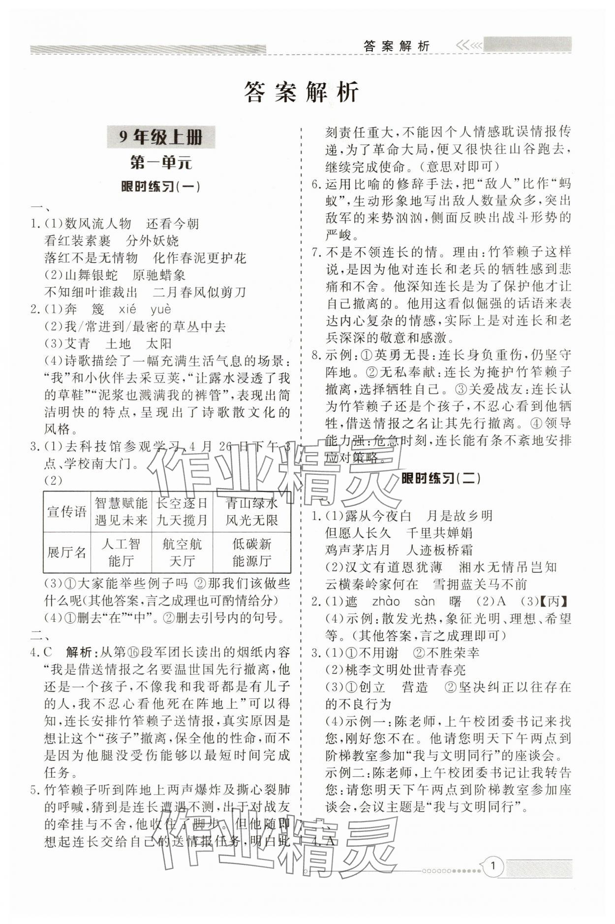 2025年新视野限时训练九年级语文全一册人教版 第1页