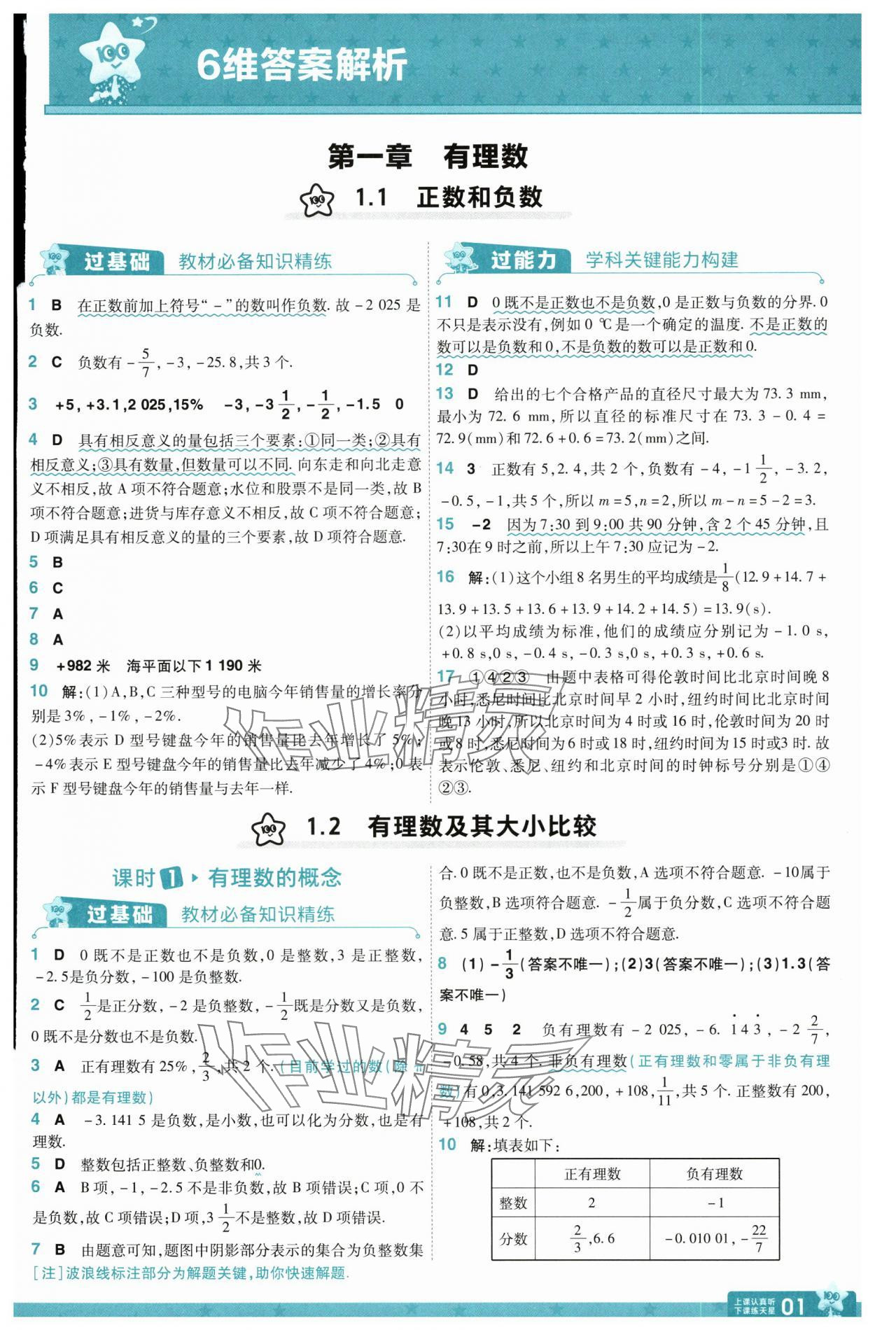 2025年一遍過七年級數(shù)學上冊人教版 第1頁