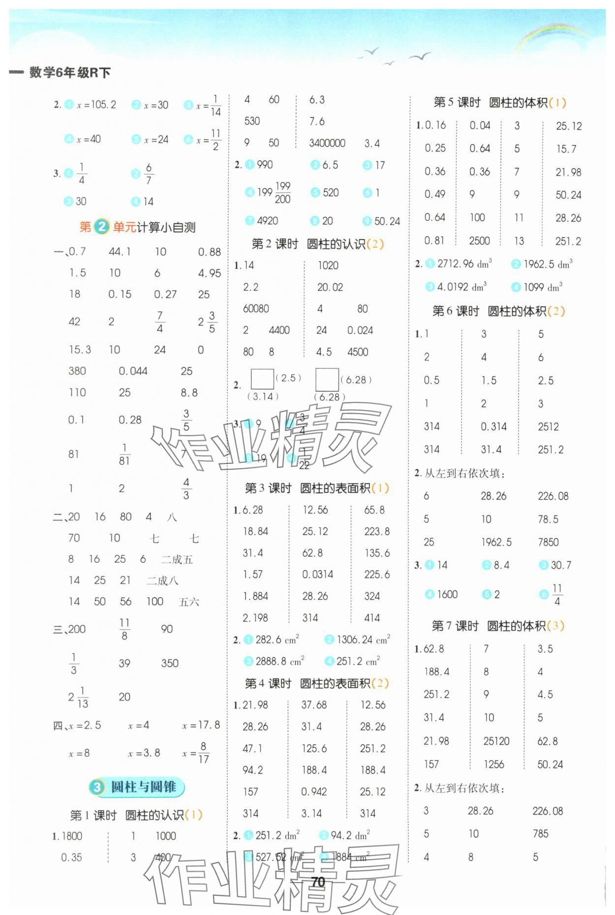 2025年跳跳熊预习日日清六年级数学下册人教版 第2页