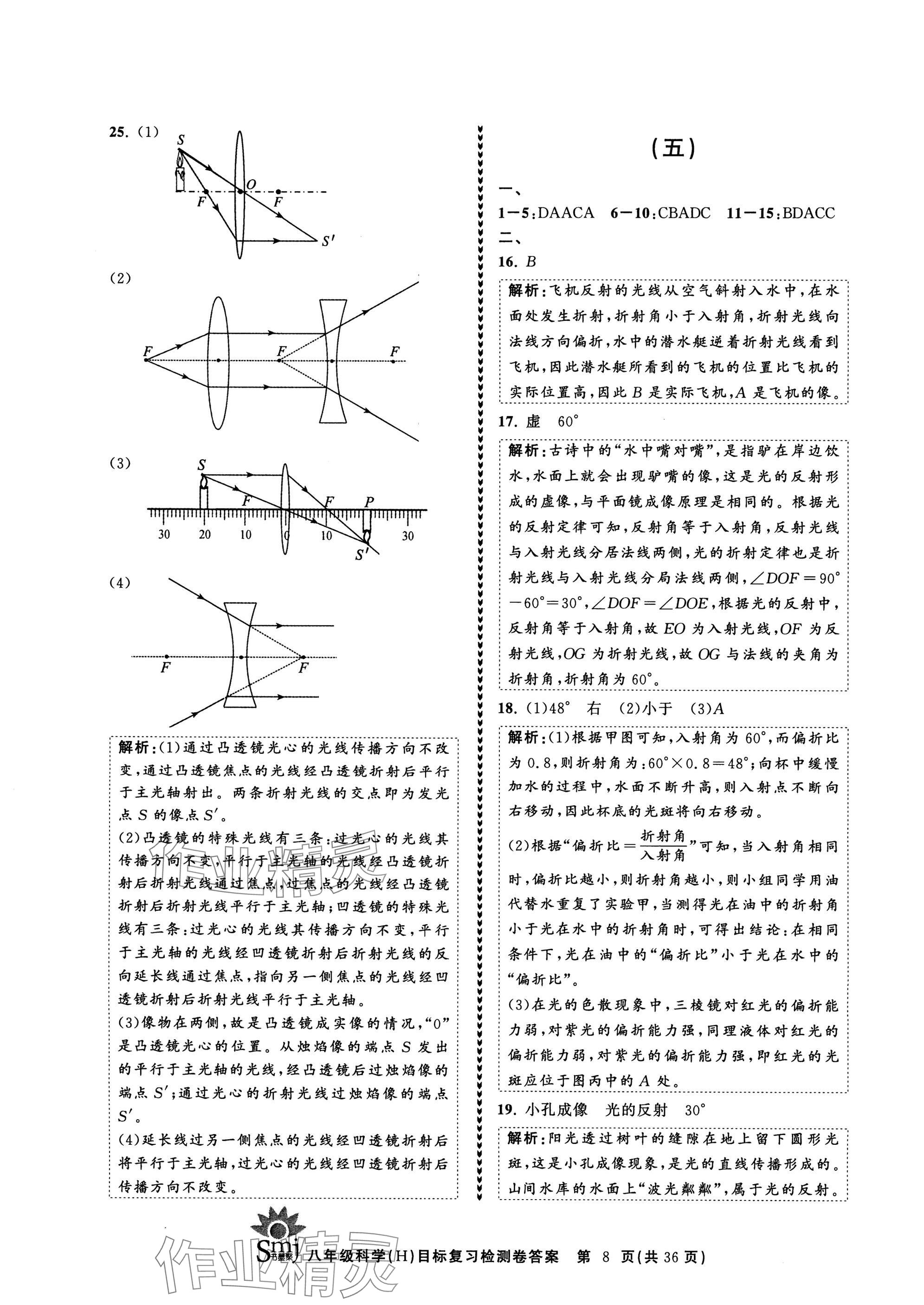 2025年目標復習檢測卷八年級科學下冊華師大版 參考答案第8頁