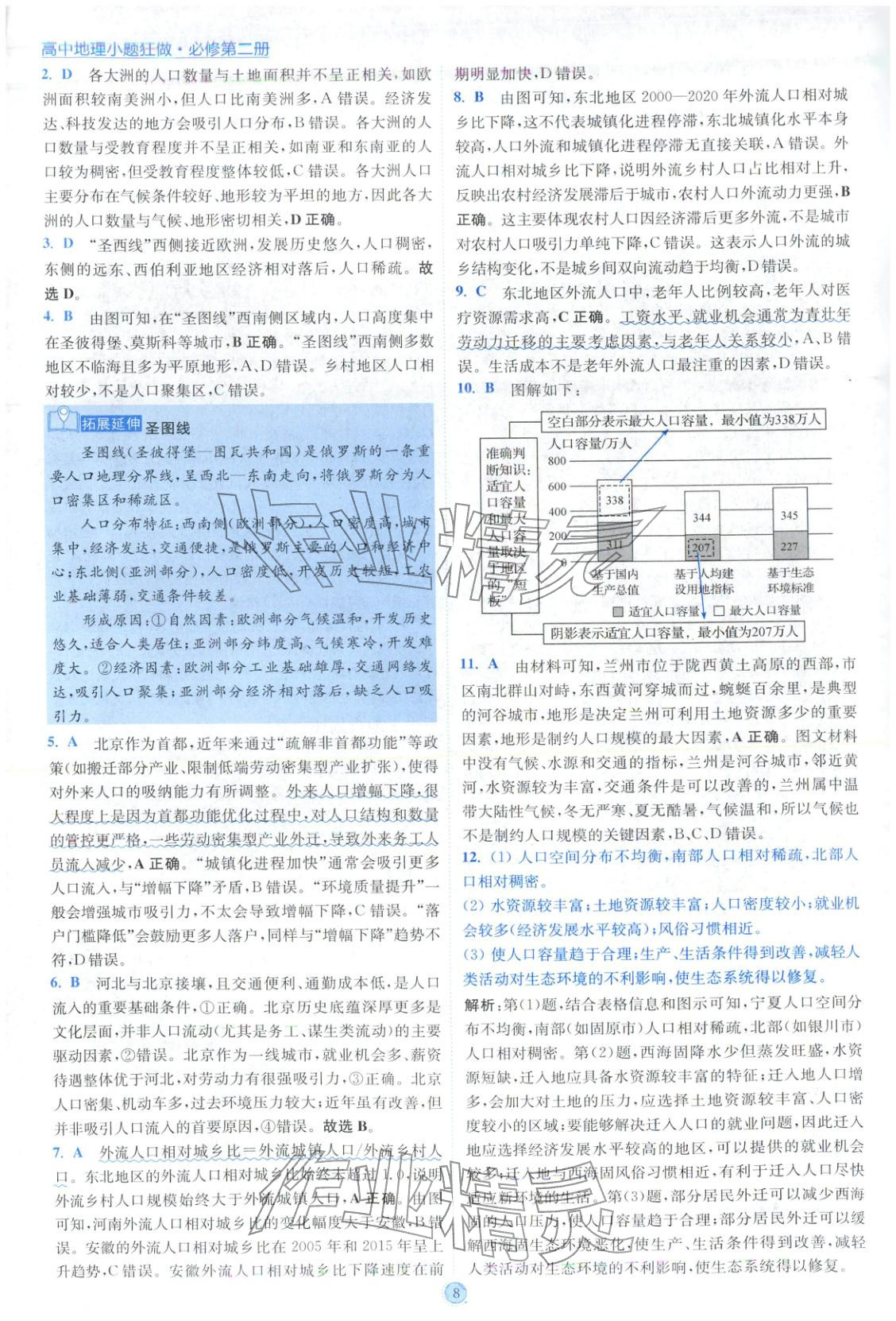 2025年小题狂做高中地理必修第二册人教版 参考答案第8页