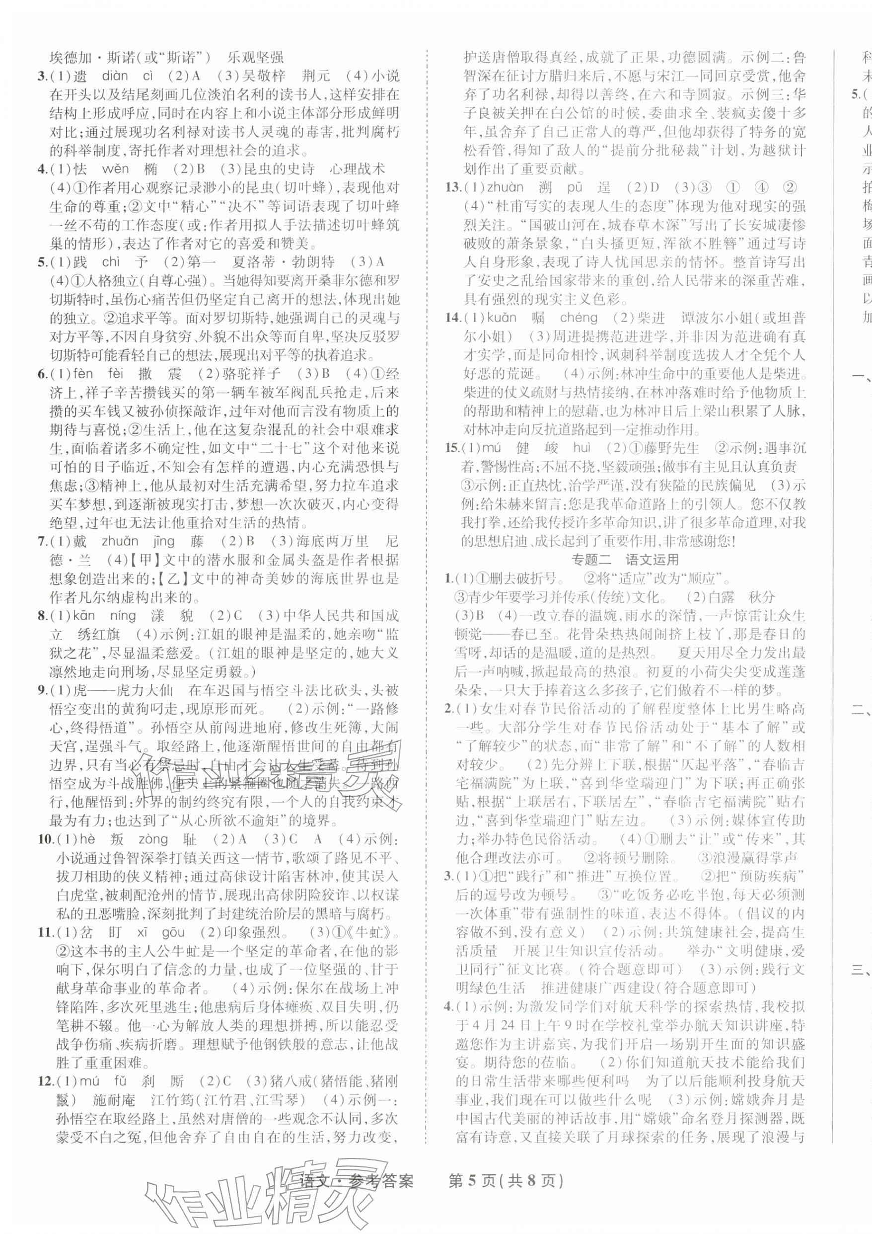 2026年九年级毕业班综合练习与检测语文中考人教版&nbsp;第5页