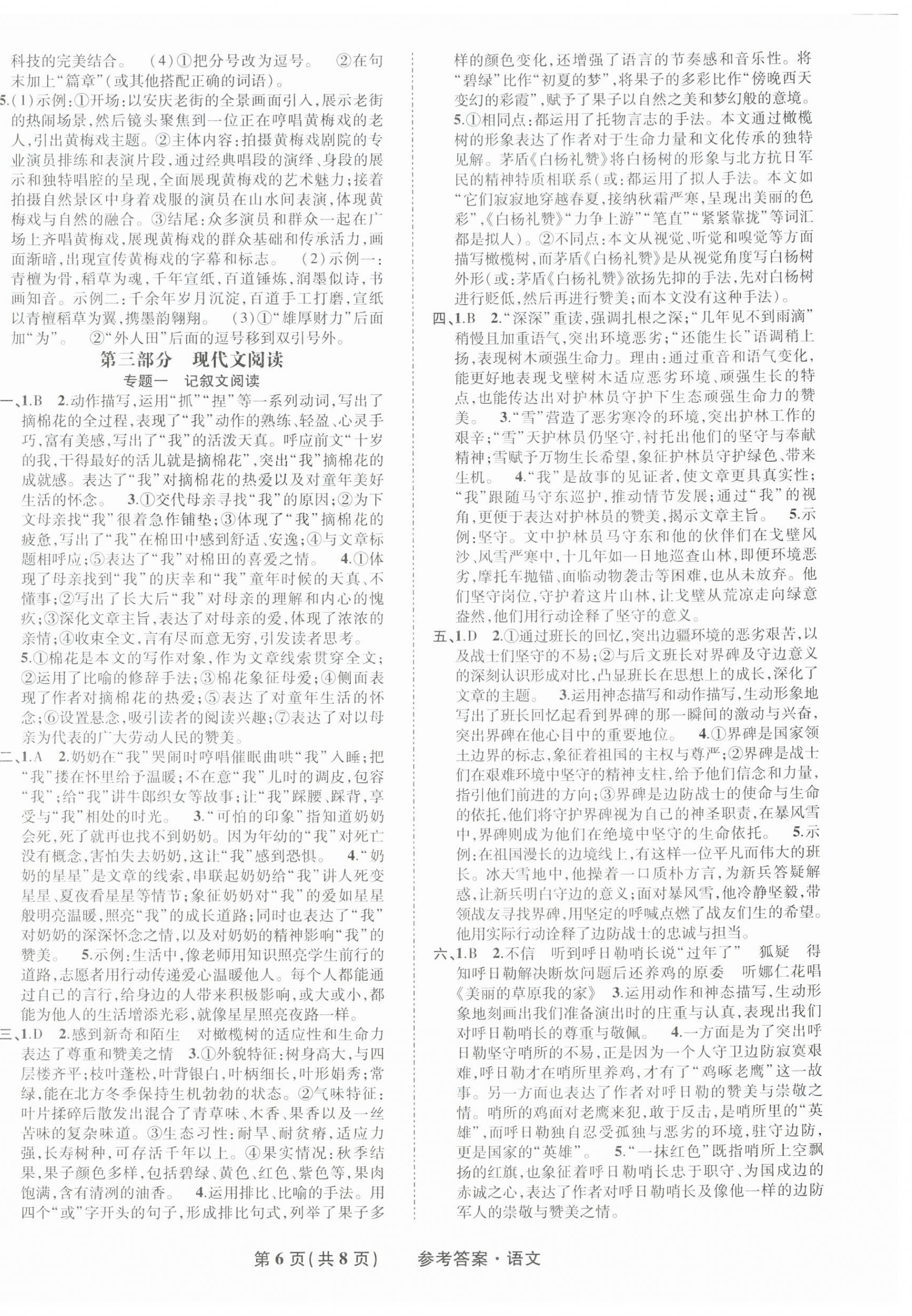 2026年九年级毕业班综合练习与检测语文中考人教版&nbsp;第6页