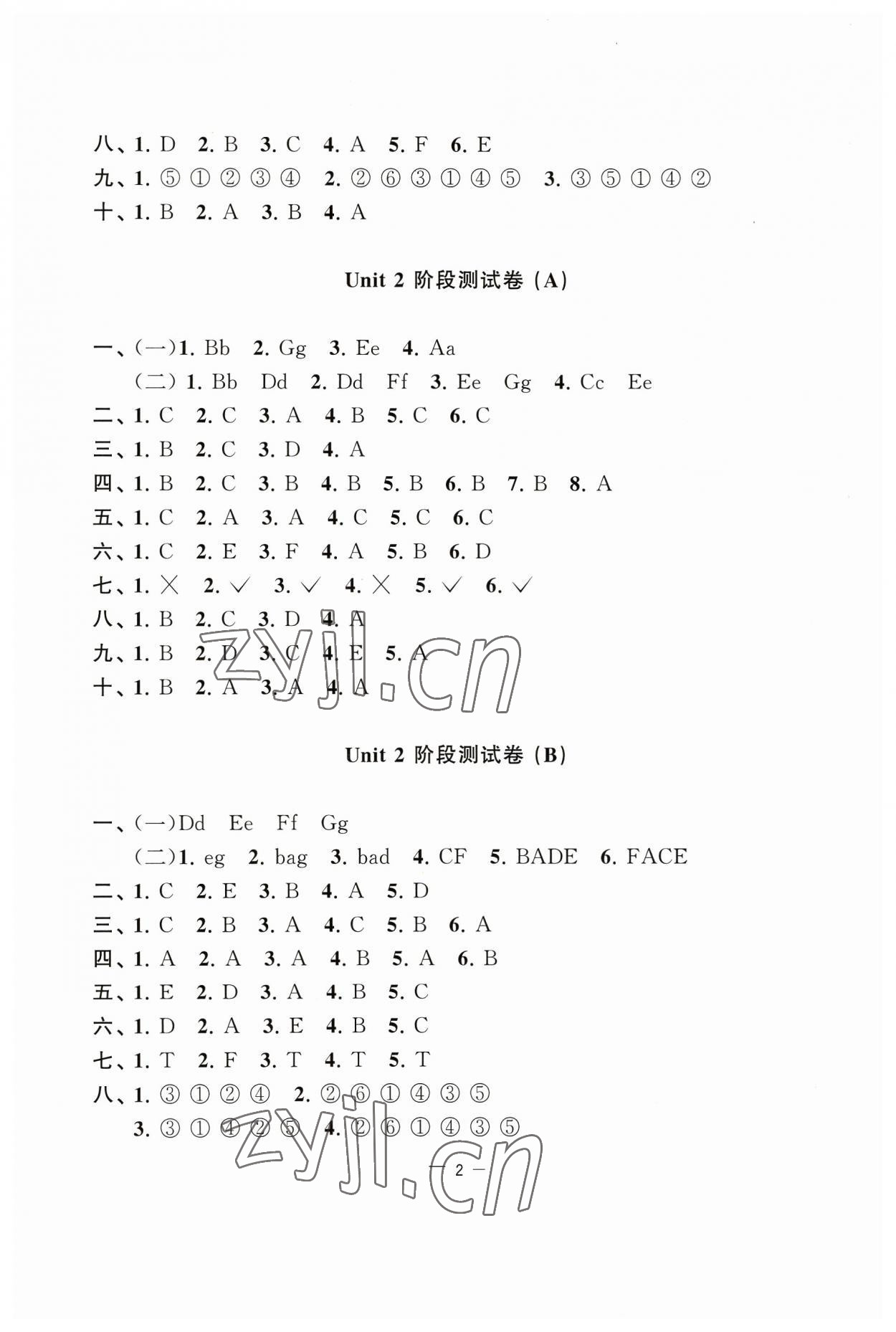 2023年通關提優(yōu)全能檢測卷三年級英語上冊譯林版 參考答案第2頁