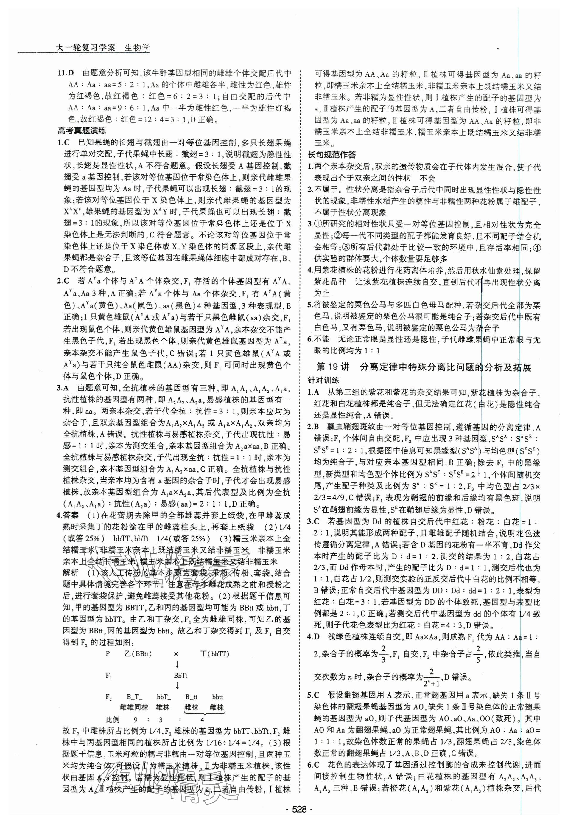 2024年3年高考2年模擬高三生物 參考答案第20頁