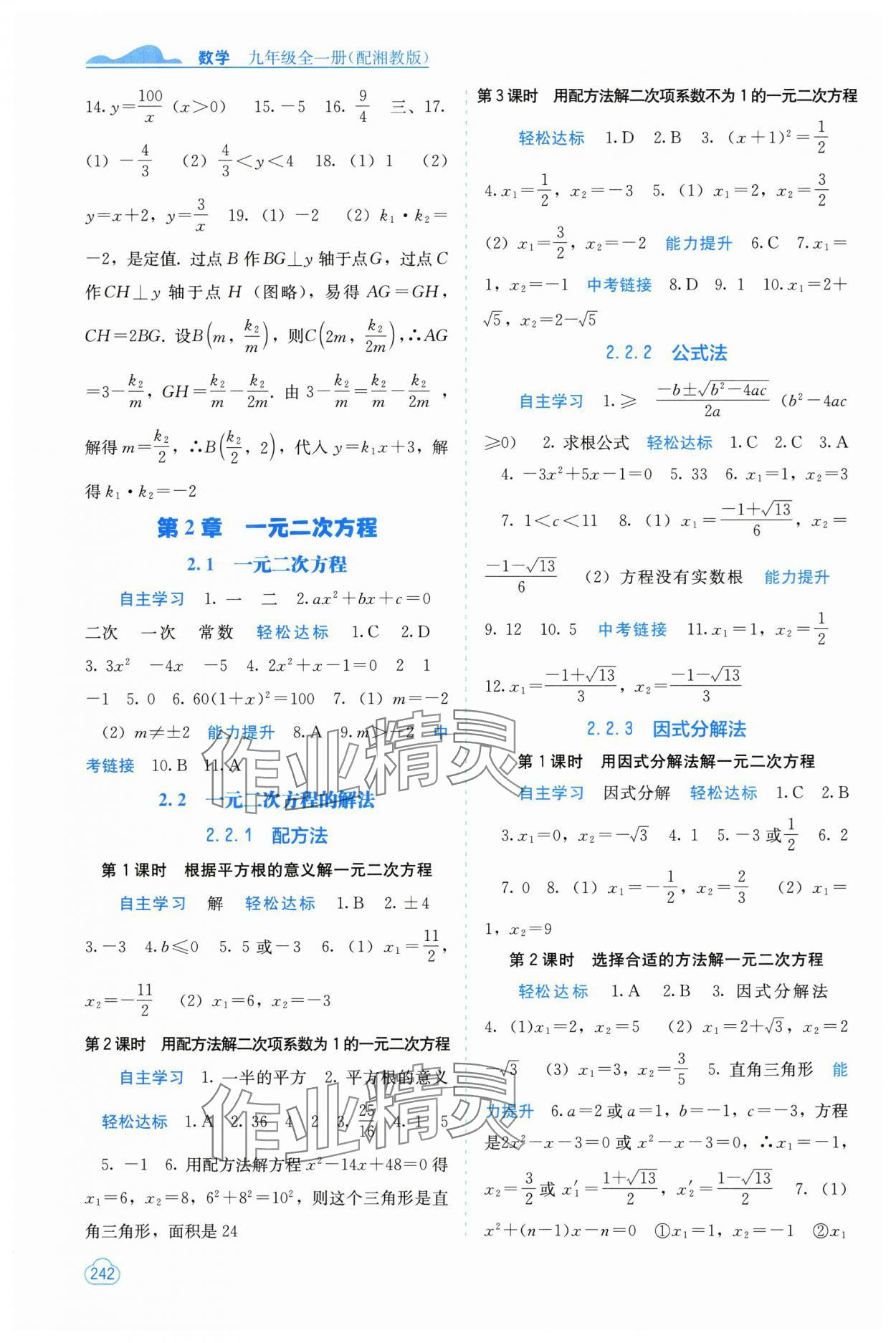 2025年自主学习能力测评九年级数学全一册湘教版 第2页