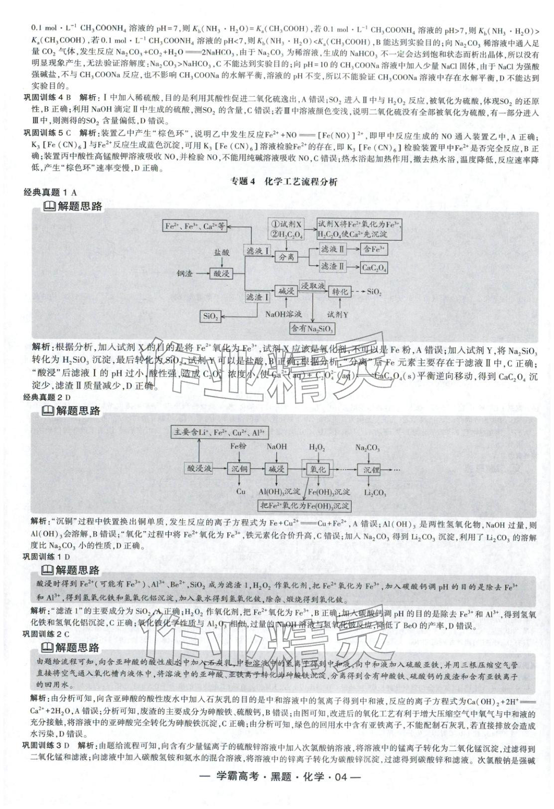 2025年学霸高考黑题化学人教版 参考答案第4页