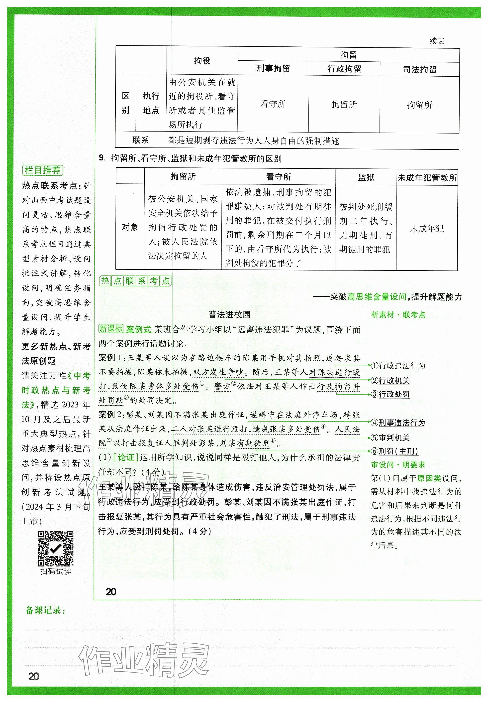 2024年万唯中考试题研究道德与法治山西专版 参考答案第30页