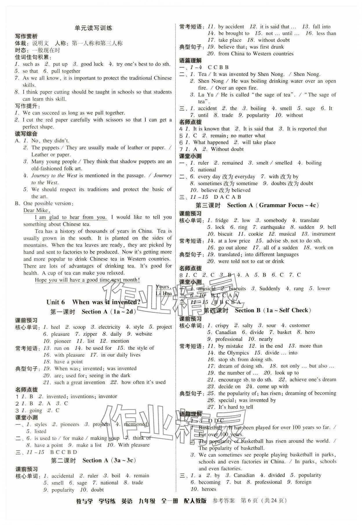 2024年教與學(xué)學(xué)導(dǎo)練九年級(jí)英語(yǔ)全一冊(cè)人教版 第6頁(yè)