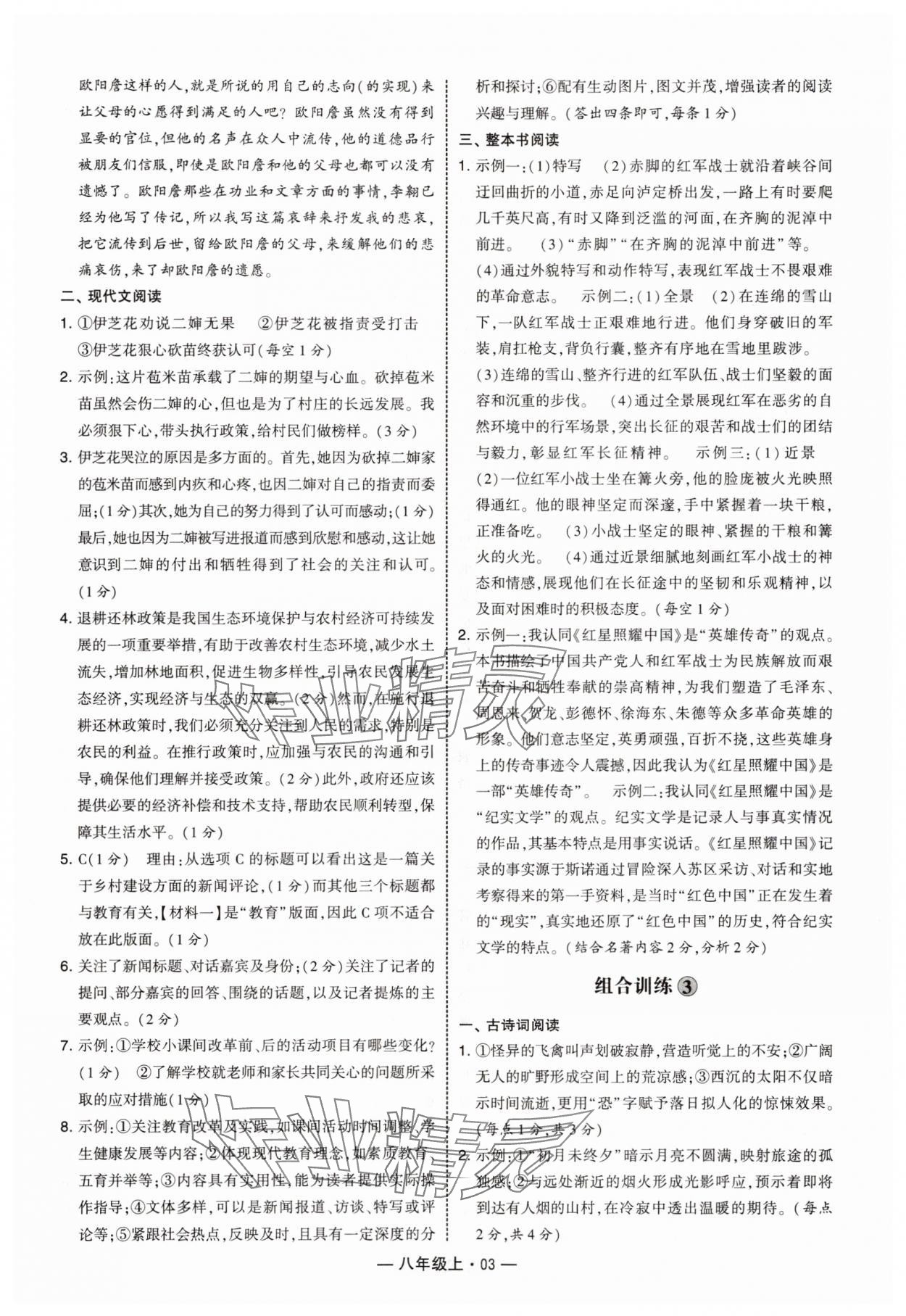 2025年學(xué)霸組合訓(xùn)練八年級(jí)語文上冊人教版 第3頁
