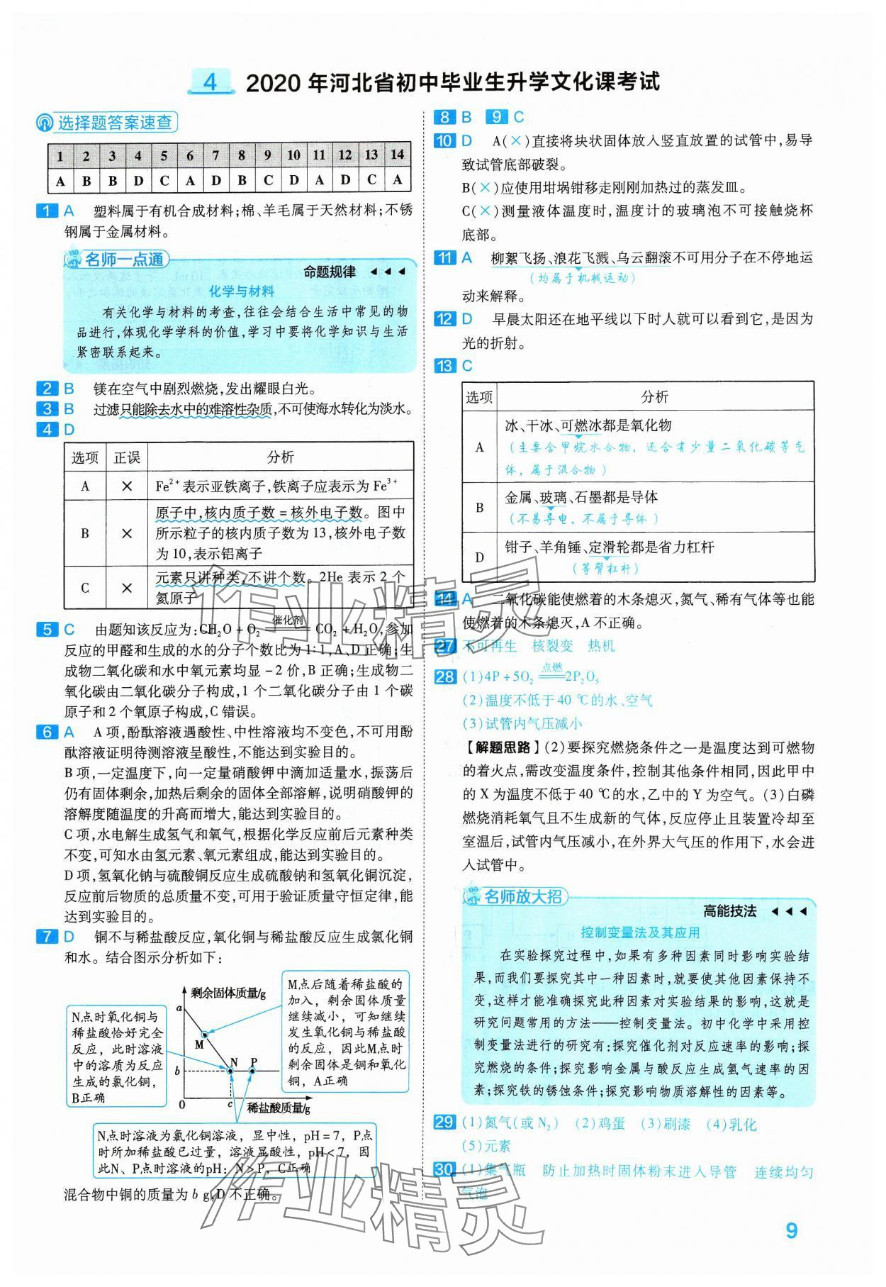 2024年金考卷45套匯編化學(xué)河北專版 參考答案第9頁