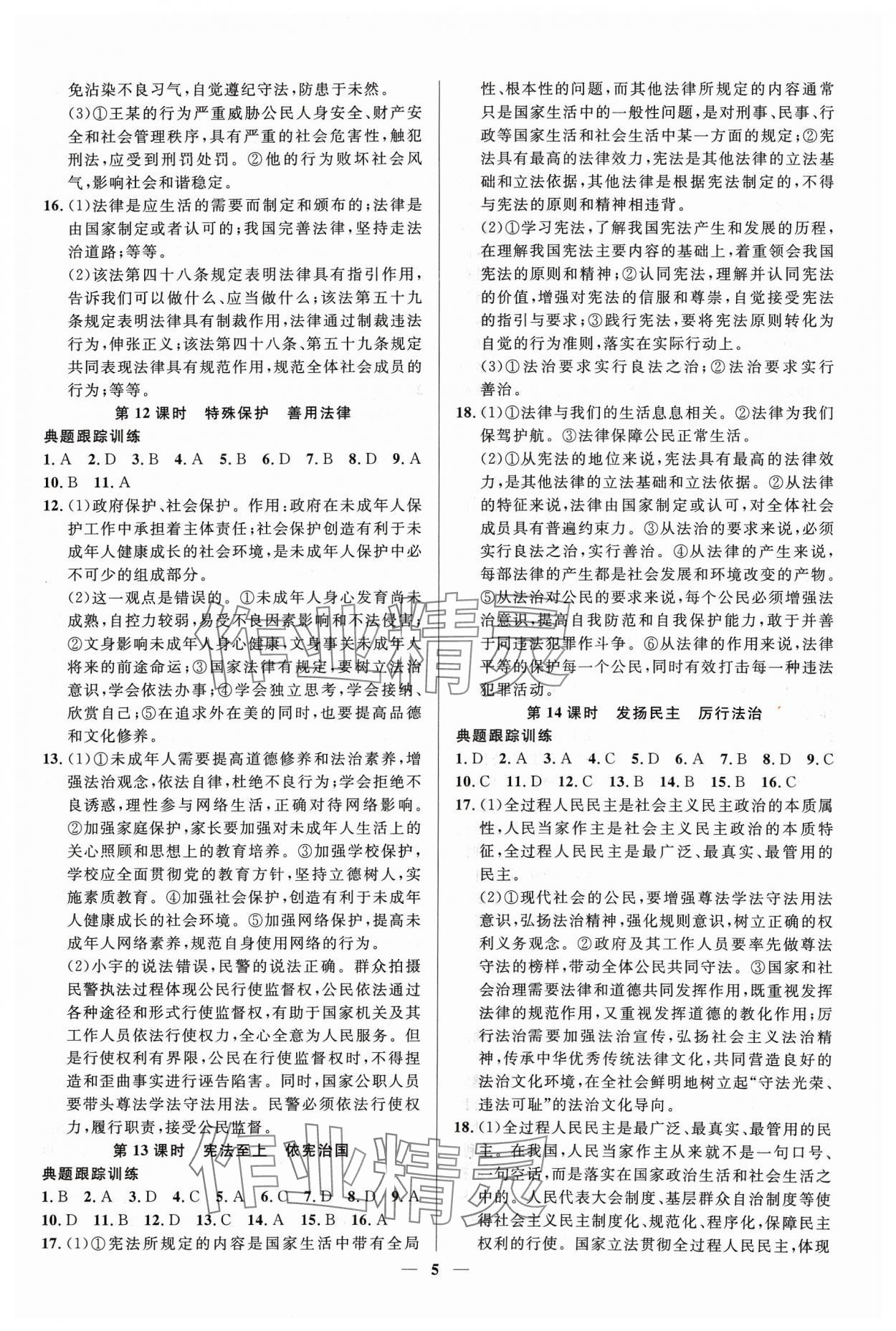 2024年高效備考道德與法治 參考答案第5頁