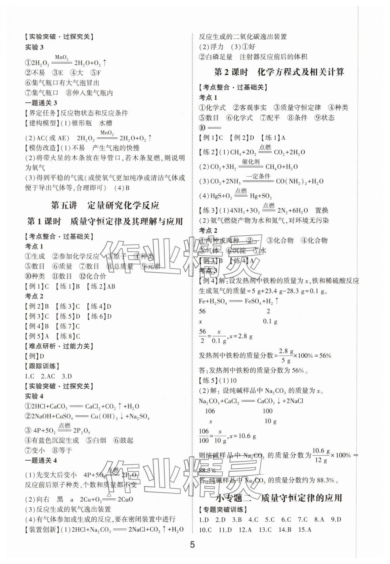 2025年中考状元化学鲁教版山东专版 参考答案第4页