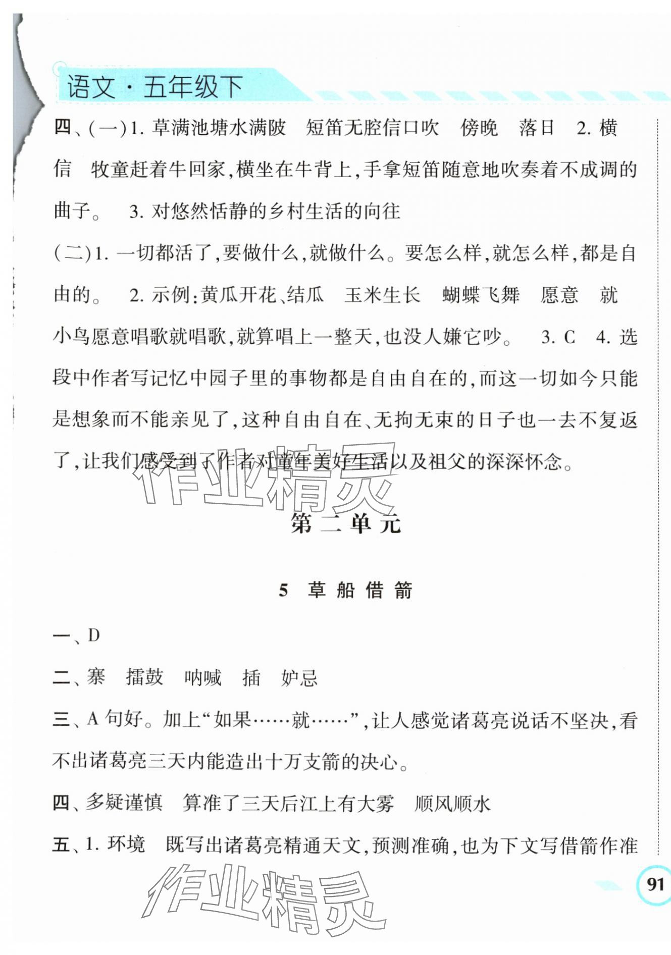 2024年經(jīng)綸學(xué)典課時(shí)作業(yè)五年級語文下冊人教版 第5頁