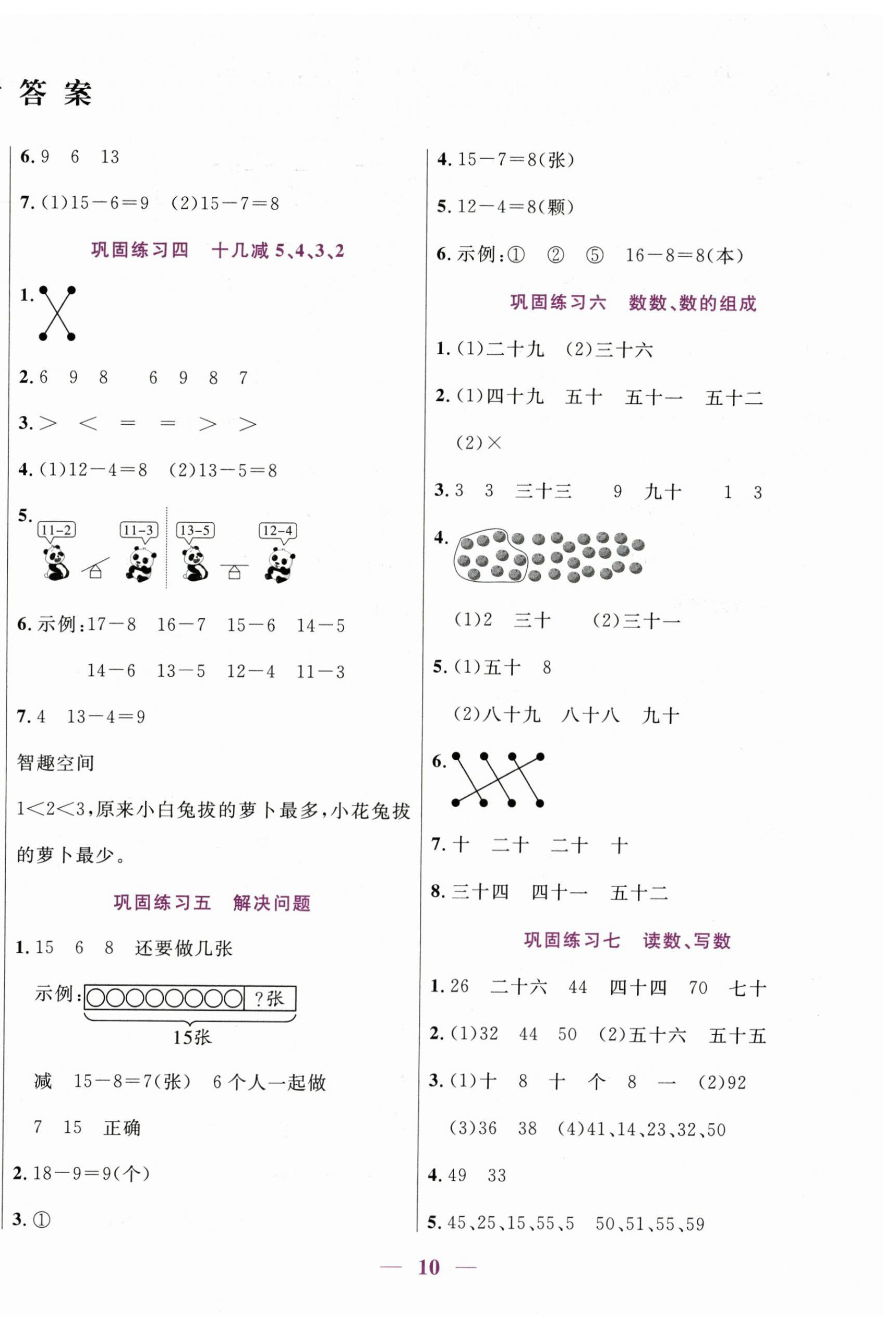 2025年假期天天练暑假一年级数学人教版 第2页