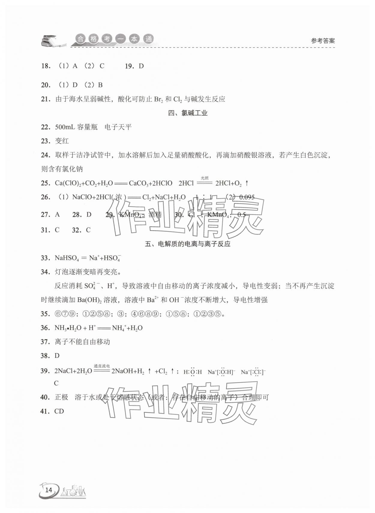 2025年高中化學合格考一本通 參考答案第14頁