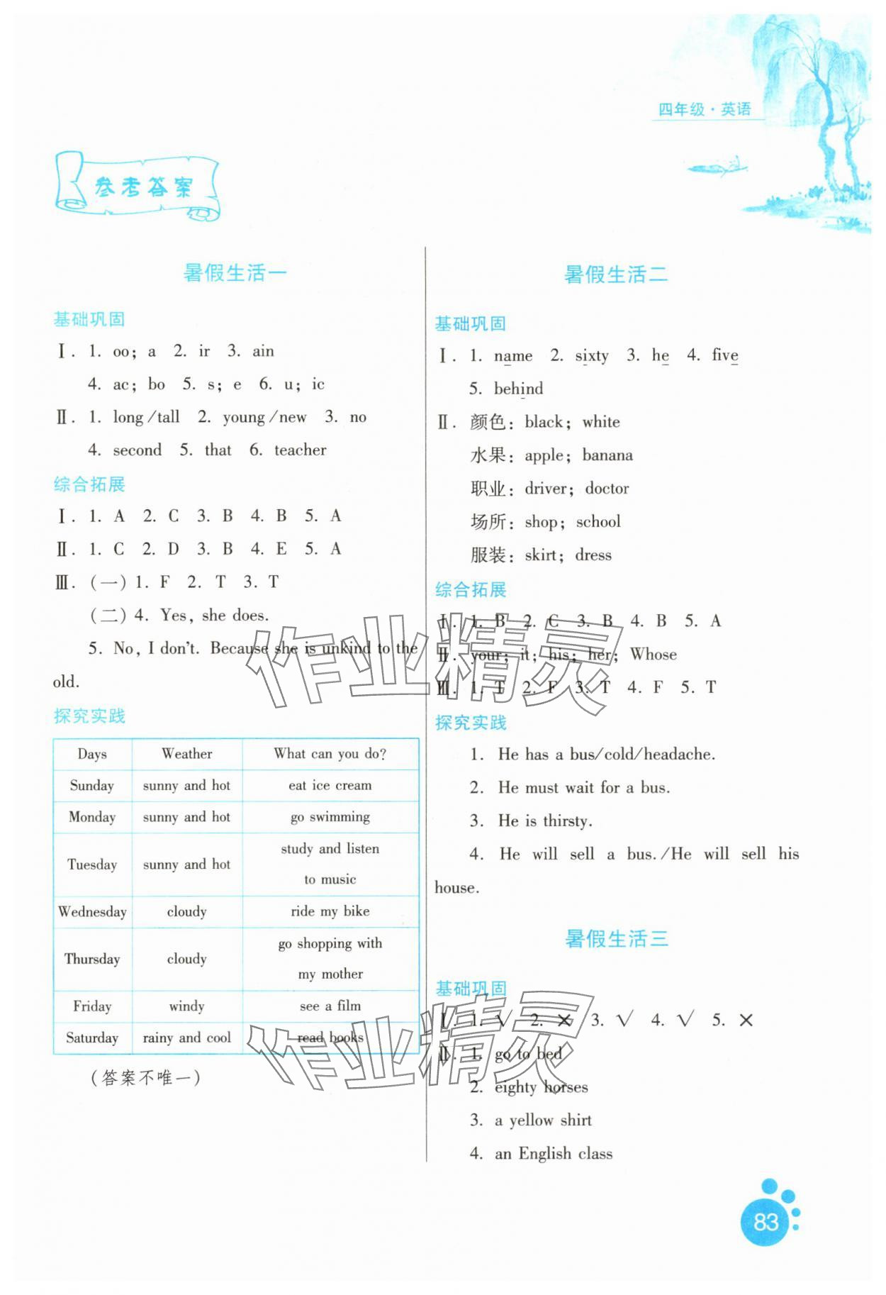 2025年暑假生活河北人民出版社四年級英語 第1頁
