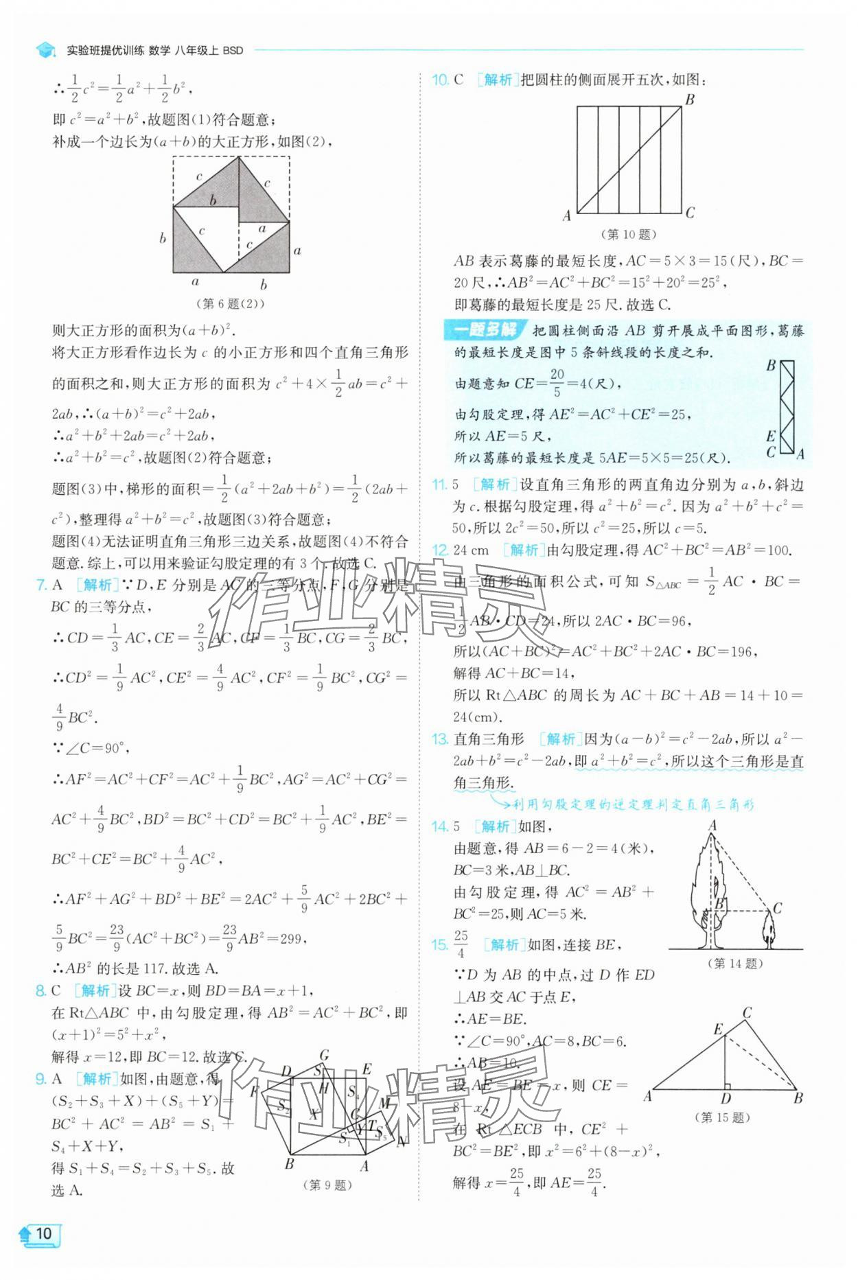 2025年實(shí)驗(yàn)班提優(yōu)訓(xùn)練八年級(jí)數(shù)學(xué)上冊(cè)北師大版 參考答案第10頁(yè)