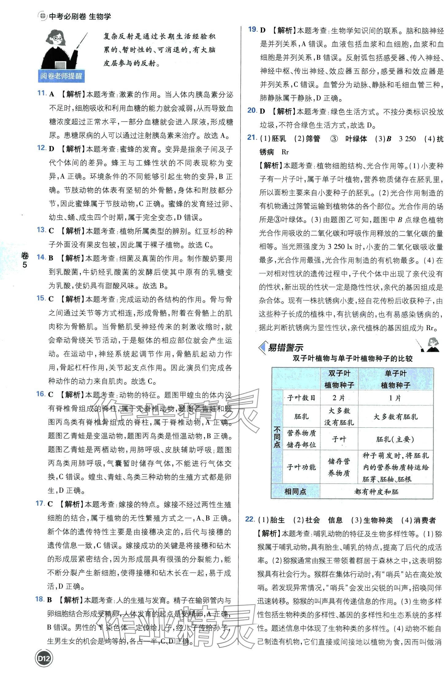 2024年中考必刷卷沈陽出版社生物河南專版&nbsp;第12頁