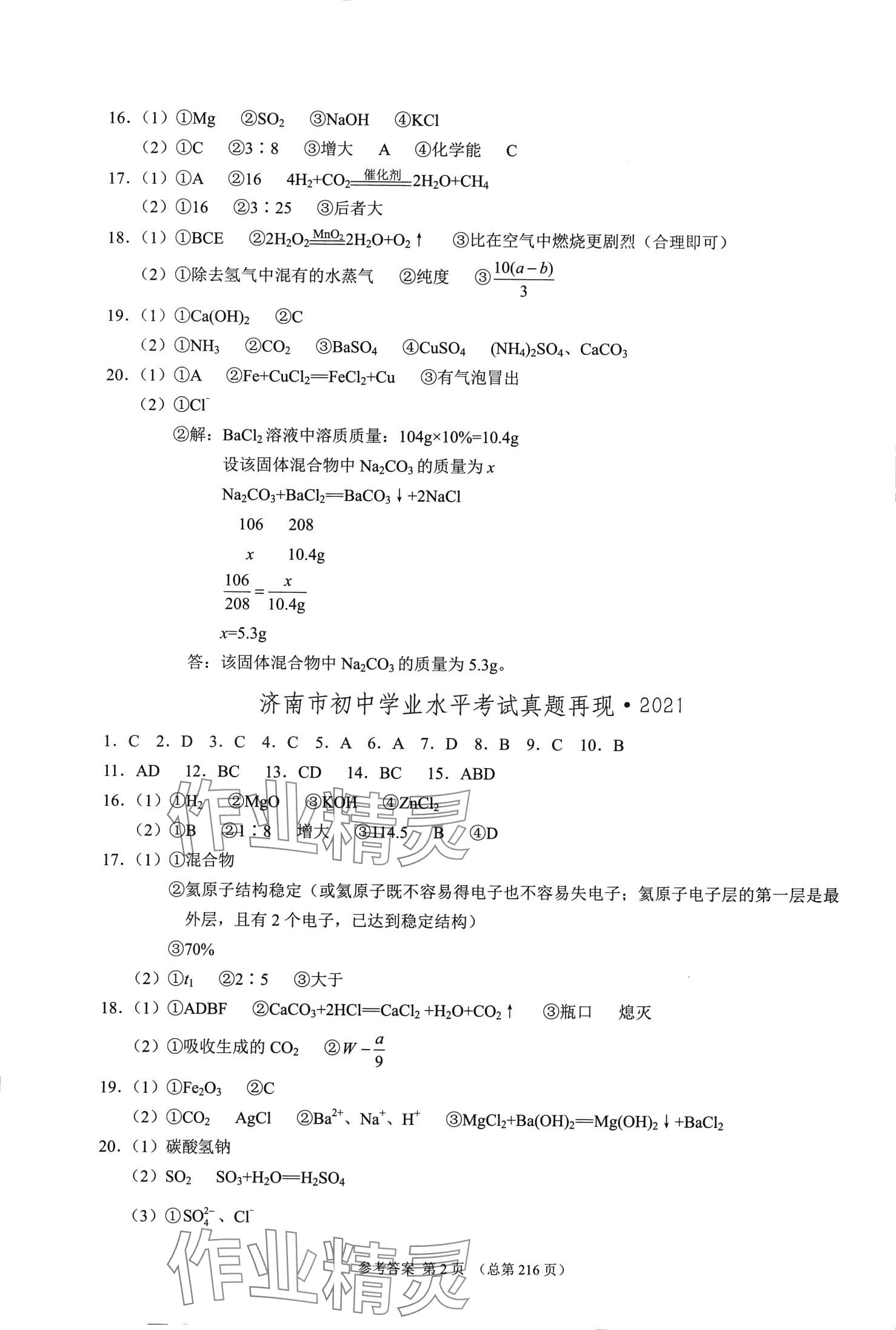 2024年中考超级模拟中考211化学济南专版 第2页
