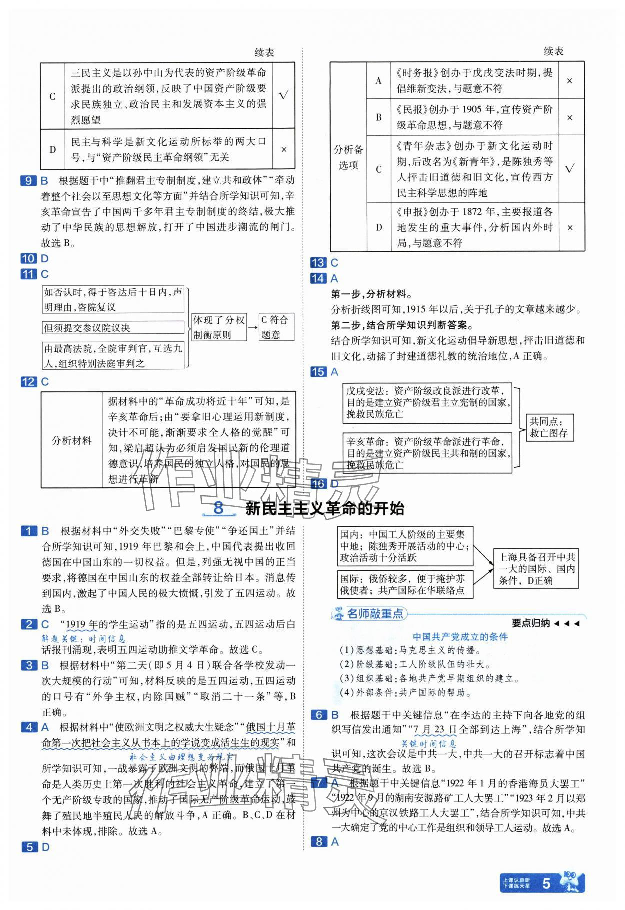 2025年金考卷中考45套匯編歷史山西專版紫色封面 參考答案第5頁