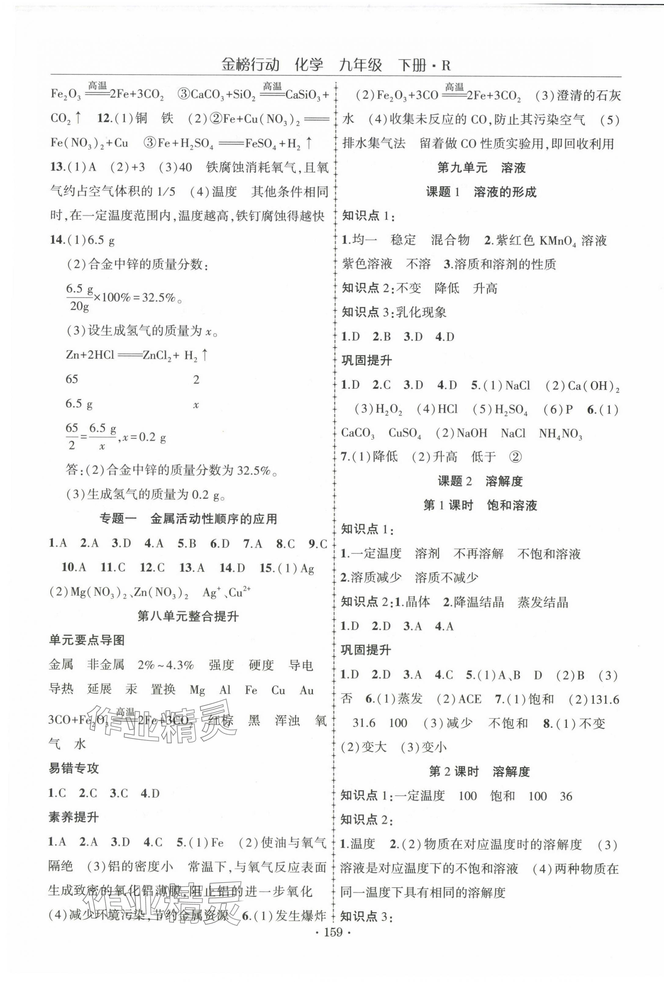 2025年金榜行動九年級化學(xué)下冊人教版 第3頁