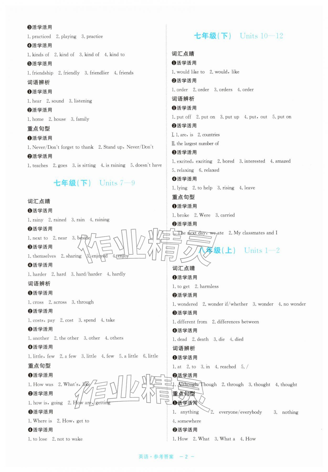 2026年精彩练习中考尖峰英语&nbsp;第2页