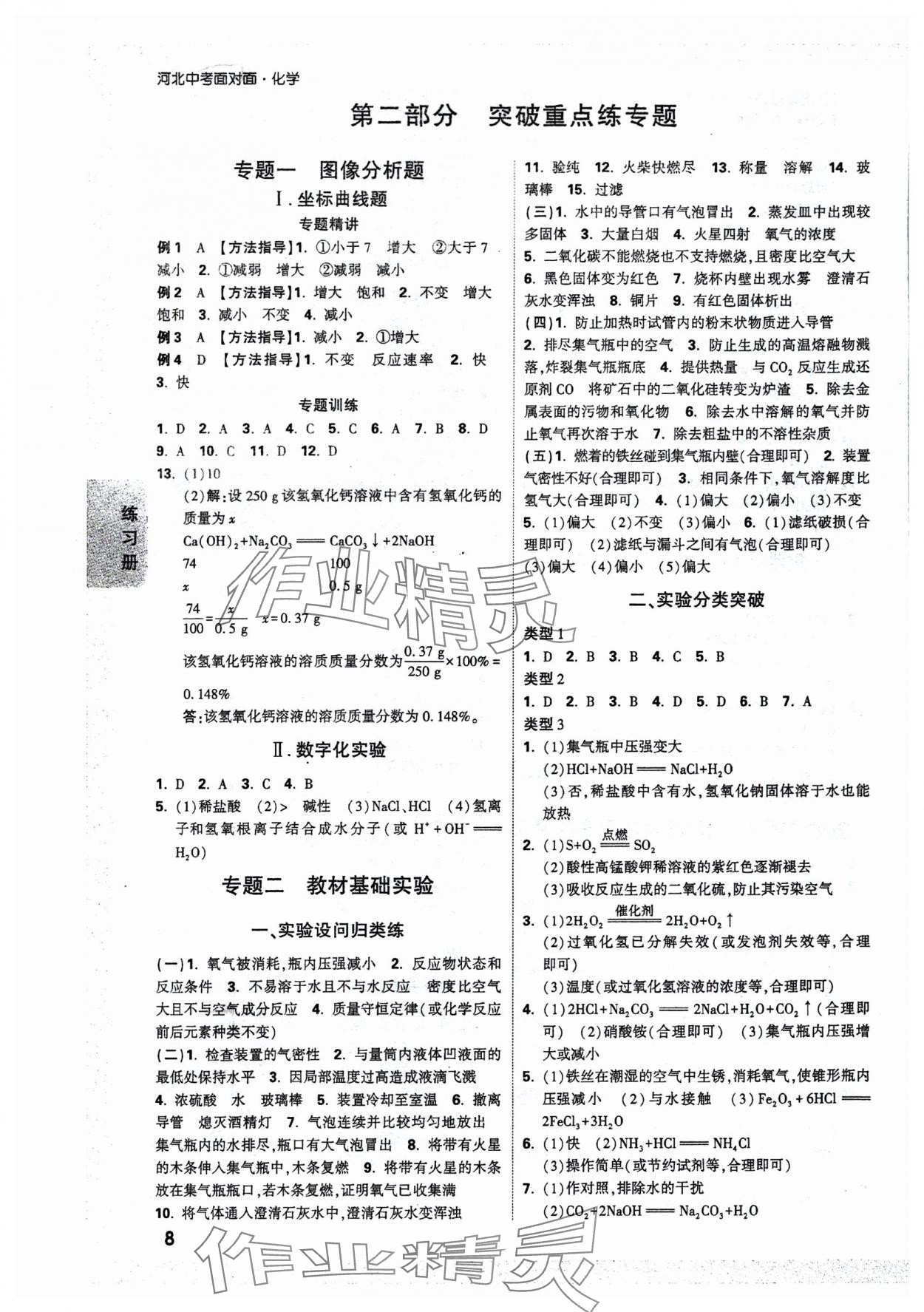 2025年中考面對面化學河北專版 參考答案第8頁