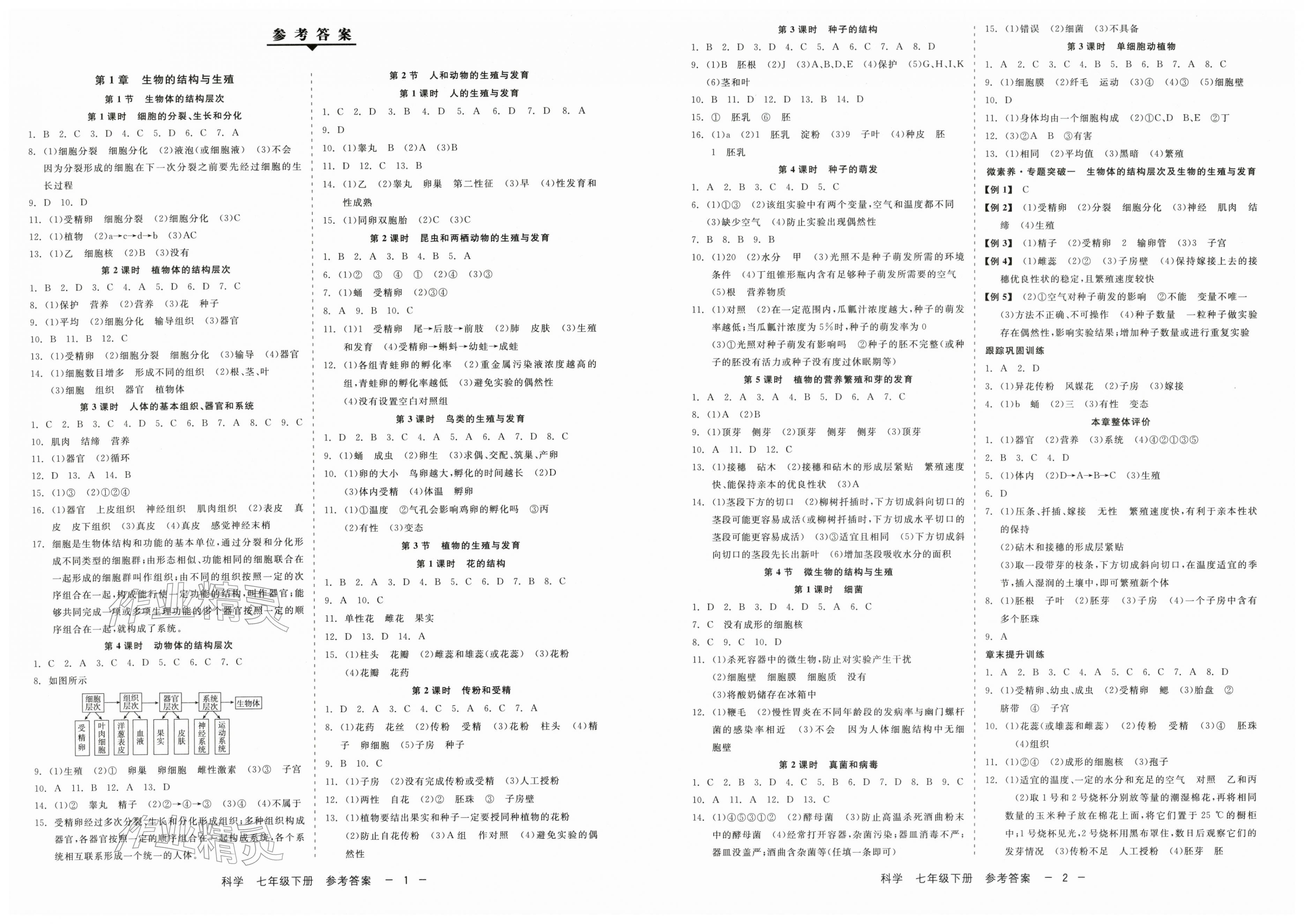 2026年精彩三年就练这一本七年级科学下册浙教版&nbsp;第1页