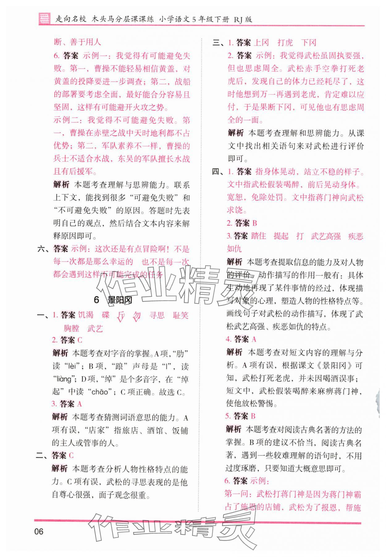 2025年木頭馬分層課課練五年級語文下冊人教版浙江專版 第6頁