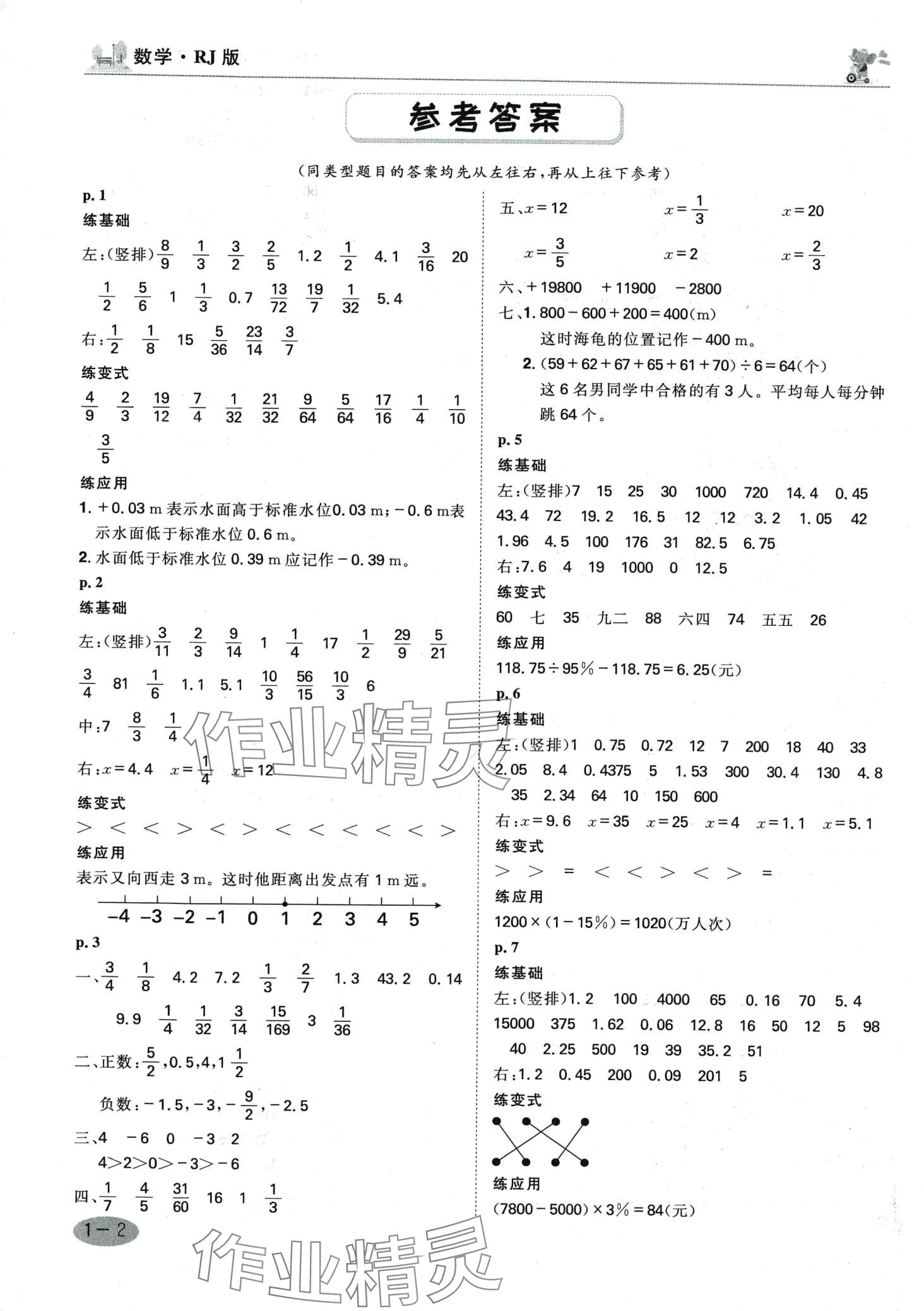 2024年口算神童六年級數(shù)學下冊人教版 第1頁