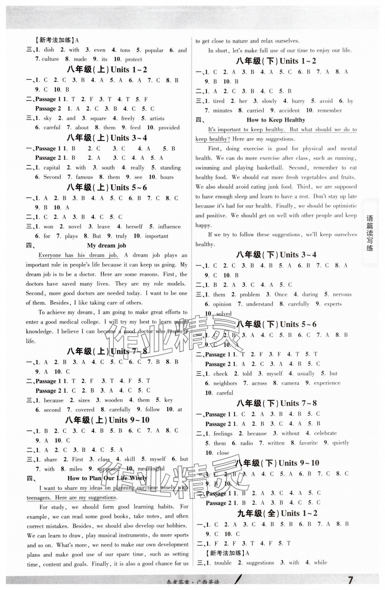 2025年一戰(zhàn)成名考前新方案英語(yǔ)廣西專用 參考答案第6頁(yè)