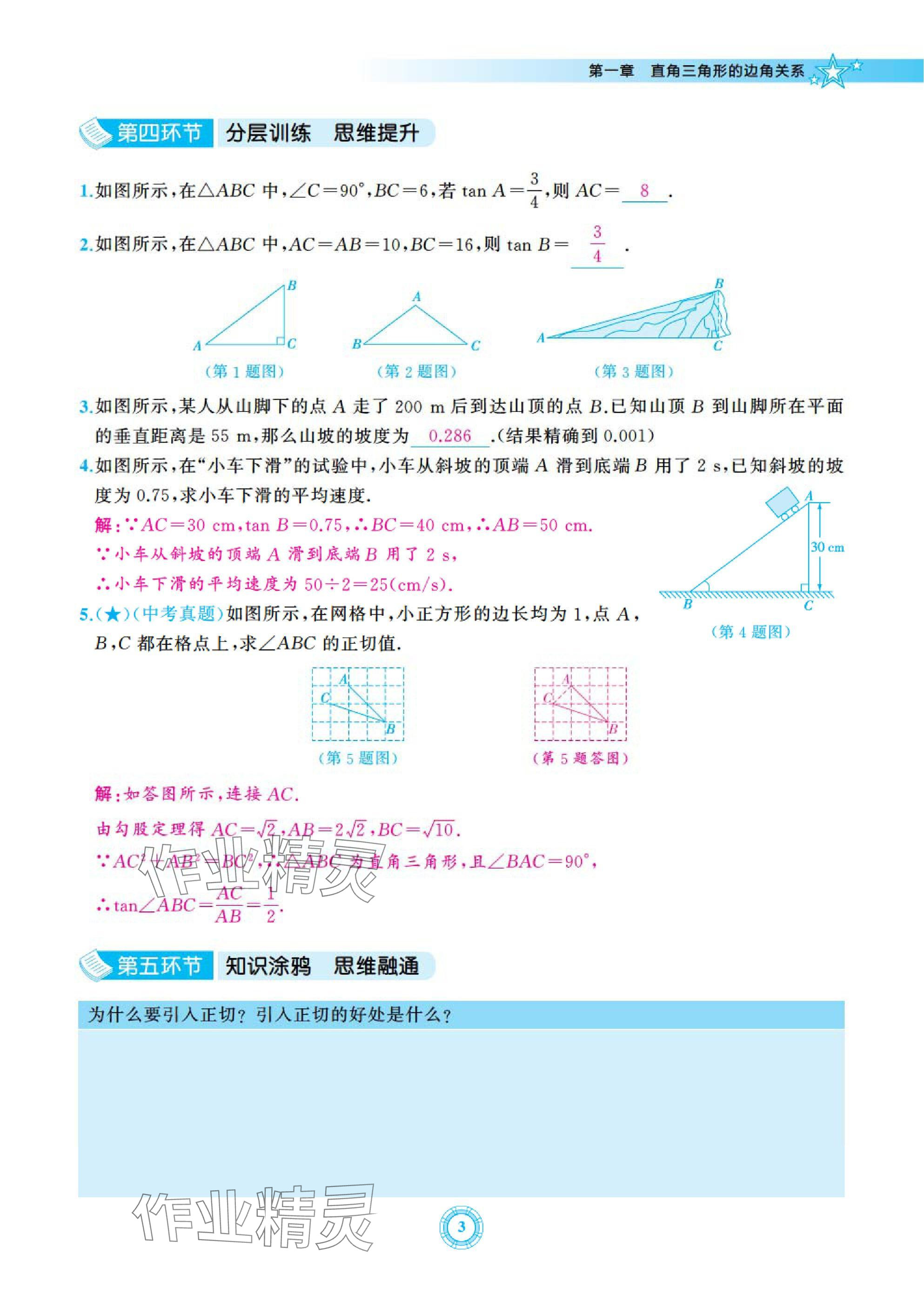 2025年五環(huán)導(dǎo)學(xué)九年級數(shù)學(xué)下冊北師大版 參考答案第3頁