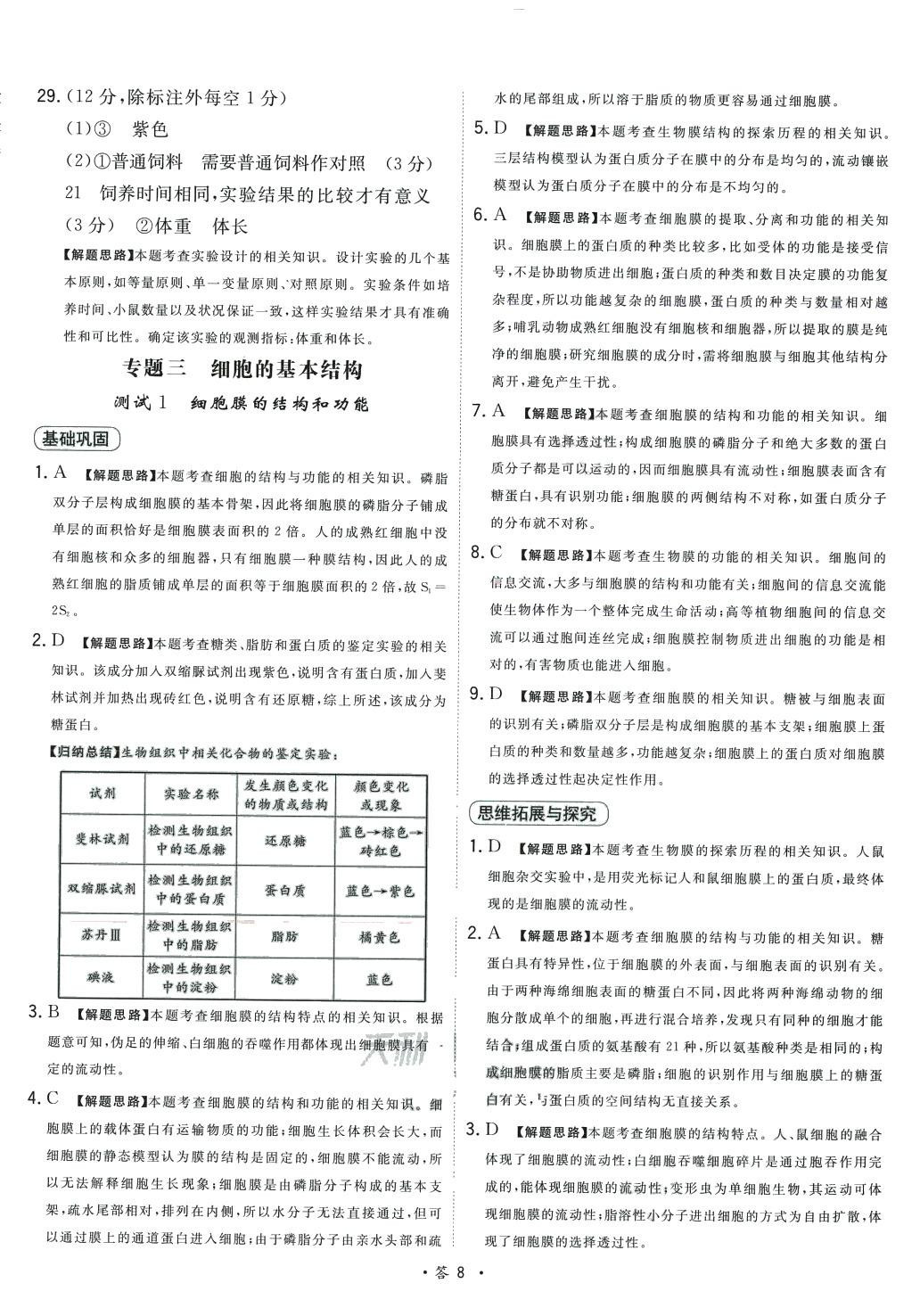 2024年天利38套對接高考單元專題測試卷高中生物必修1人教版 第8頁