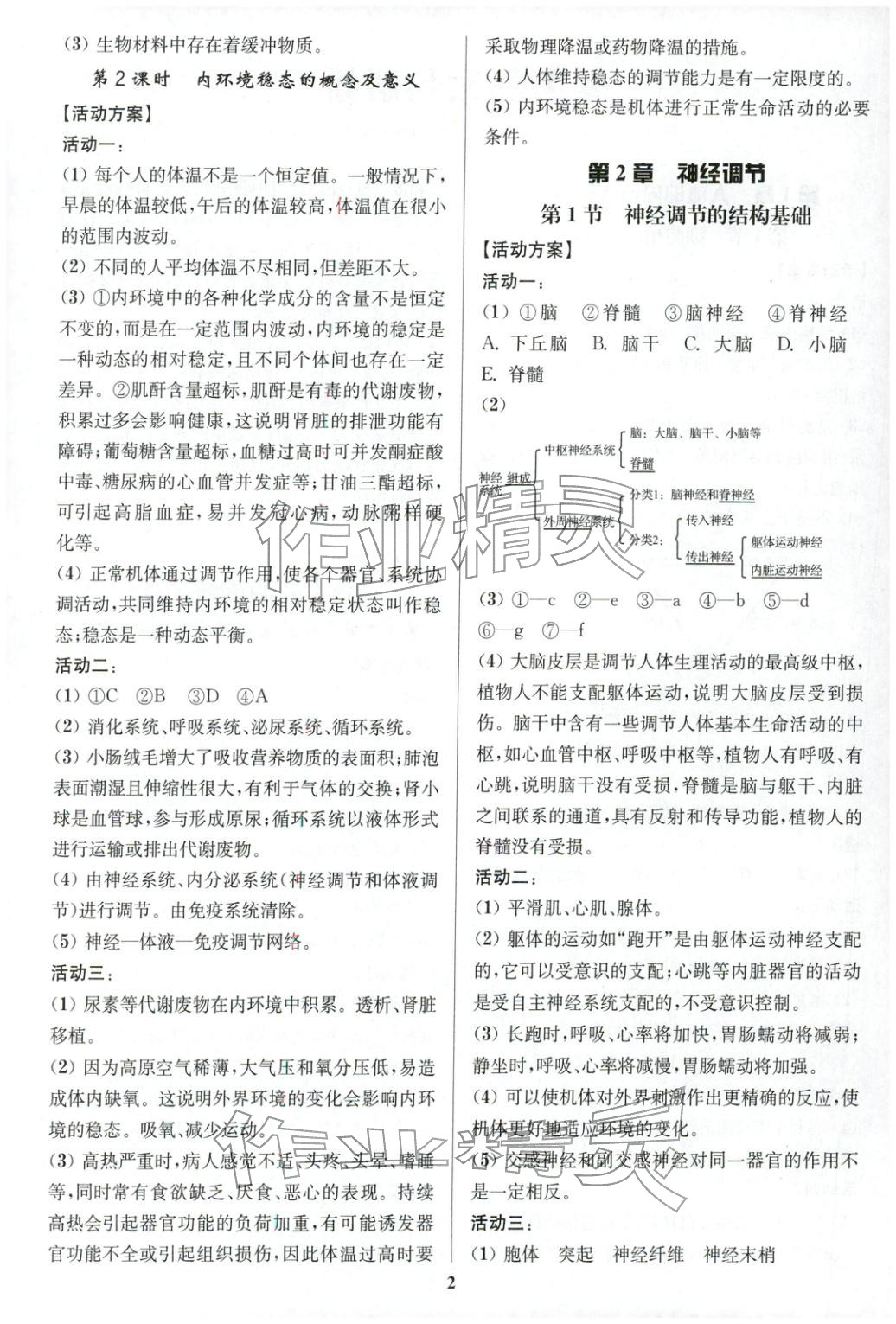 2025年活動單導學課程高中生物選擇性必修第一冊人教版&nbsp;第2頁