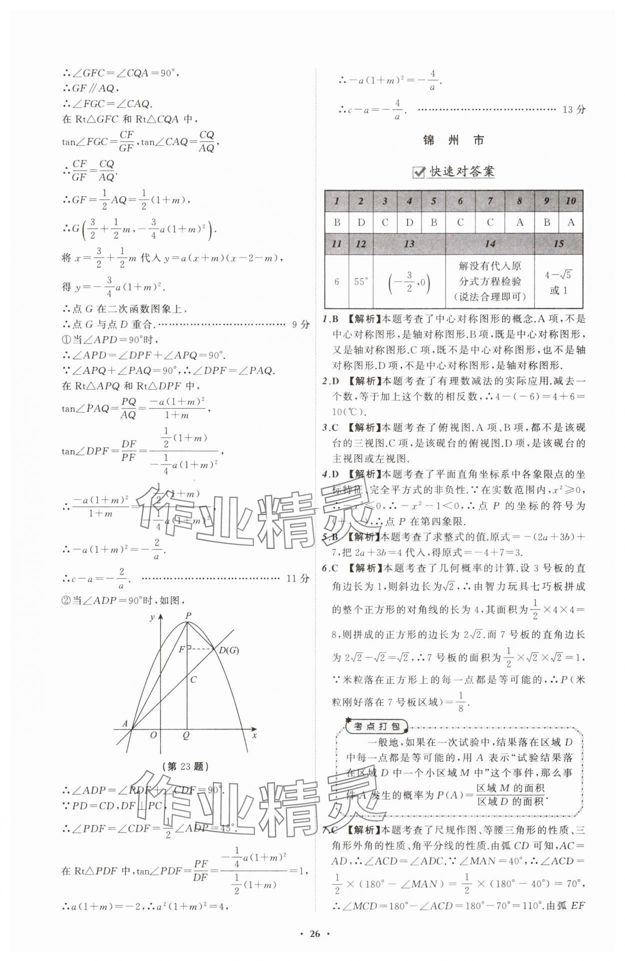 2025年中考必備遼寧師范大學(xué)出版社數(shù)學(xué)遼寧專版 參考答案第26頁