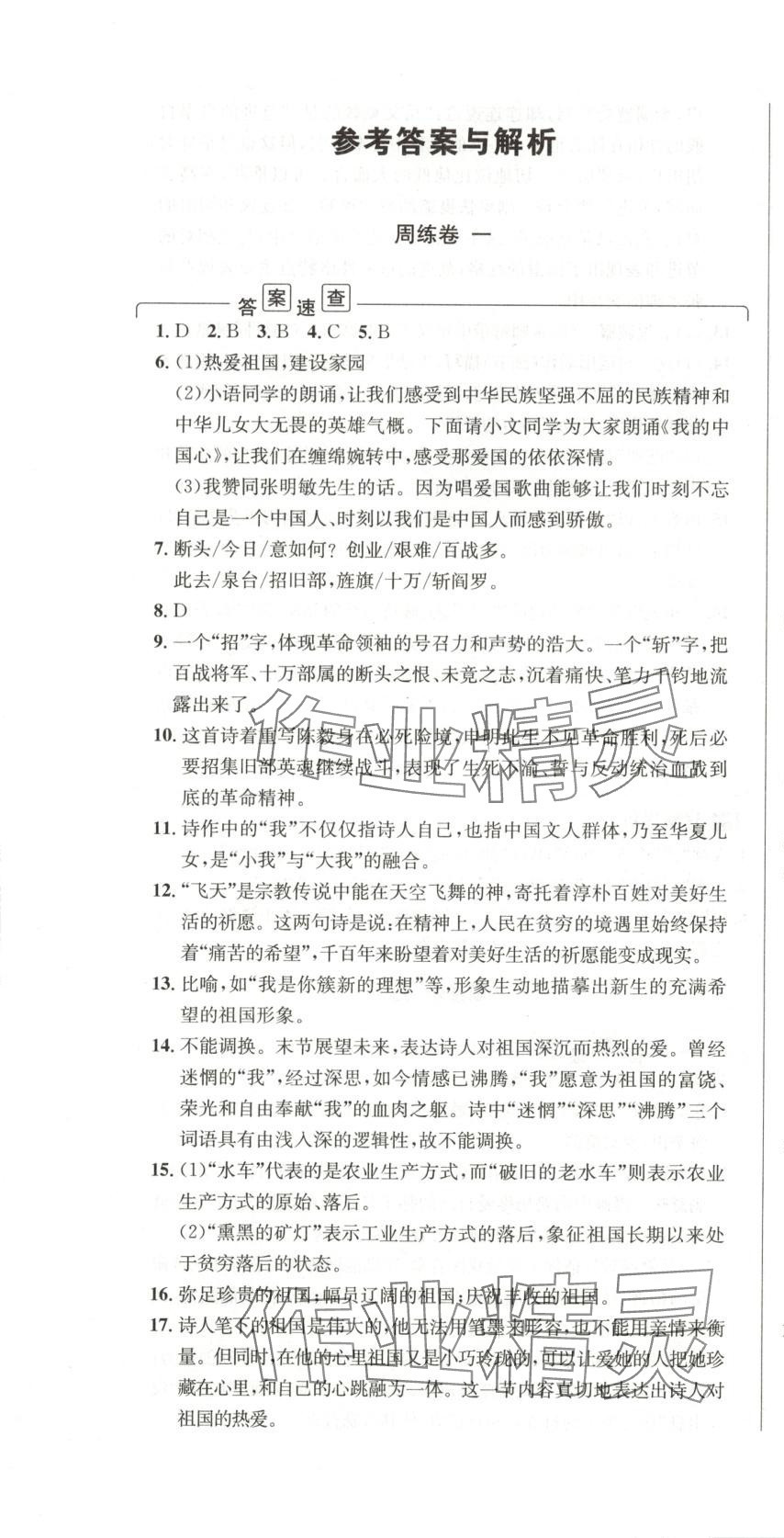 2025年陽光奪冠九年級語文下冊人教版 第1頁