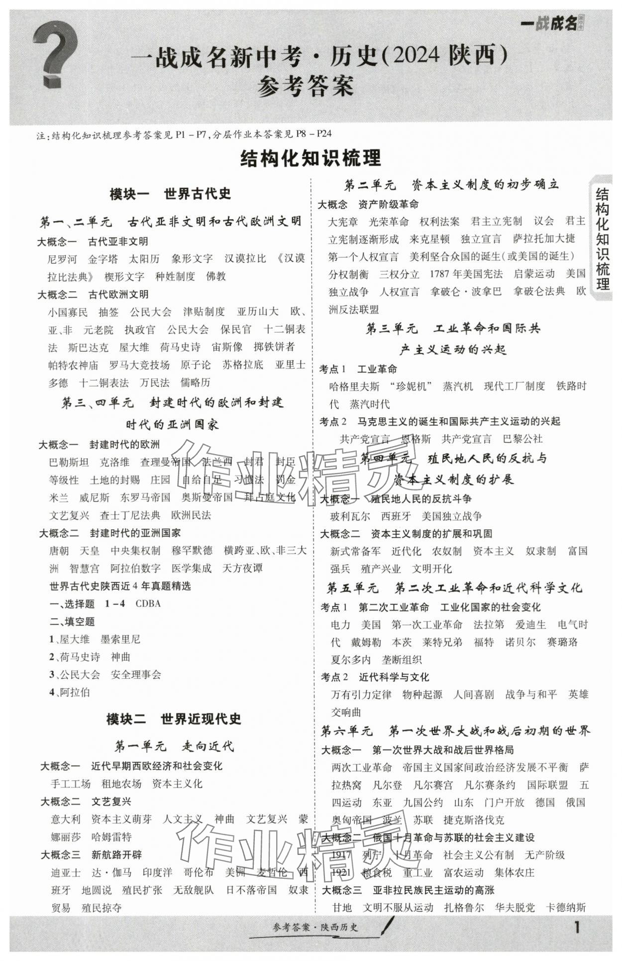 2024年一战成名考前新方案历史陕西专版 第1页