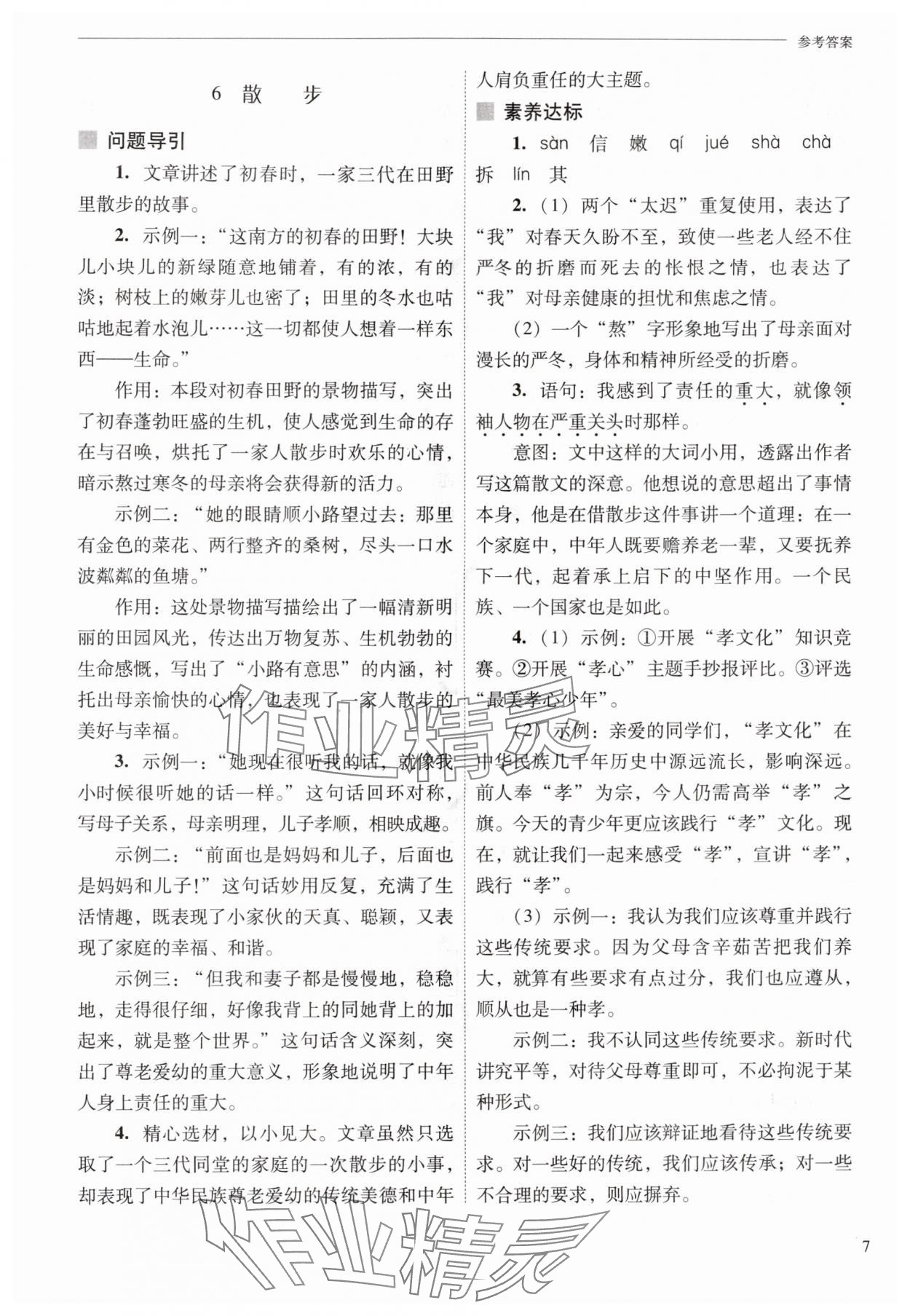 2025年新课程问题解决导学方案七年级语文上册人教版 第7页