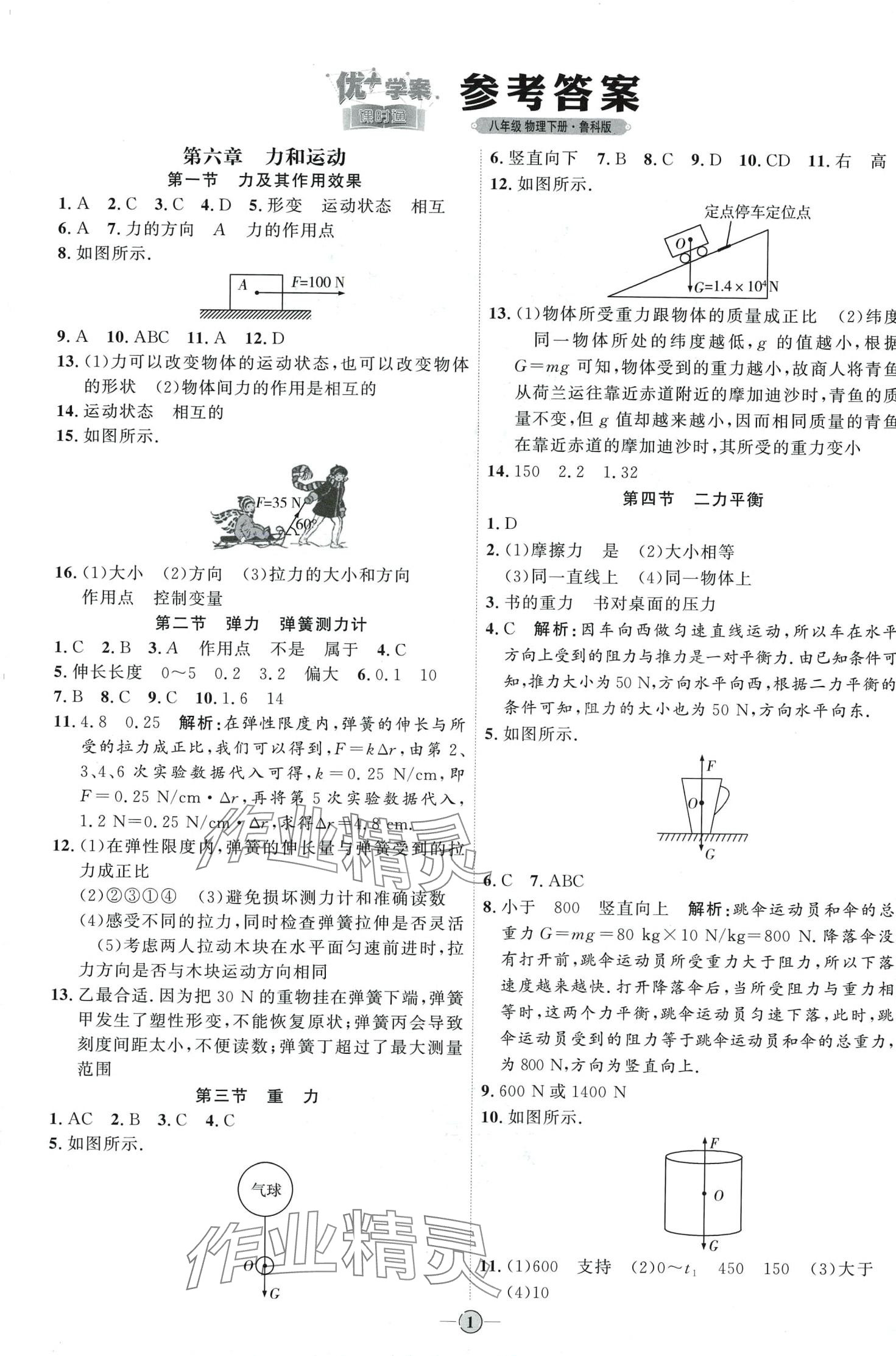 2024年优加学案课时通八年级物理下册鲁科版 第1页