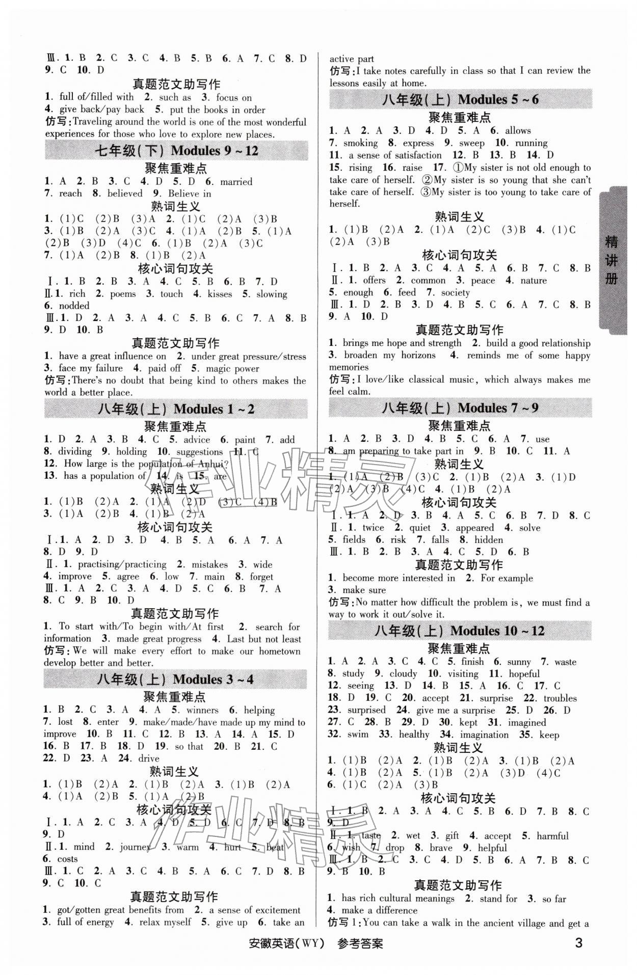 2026年安徽新中考英语中考外研版&nbsp;参考答案第2页