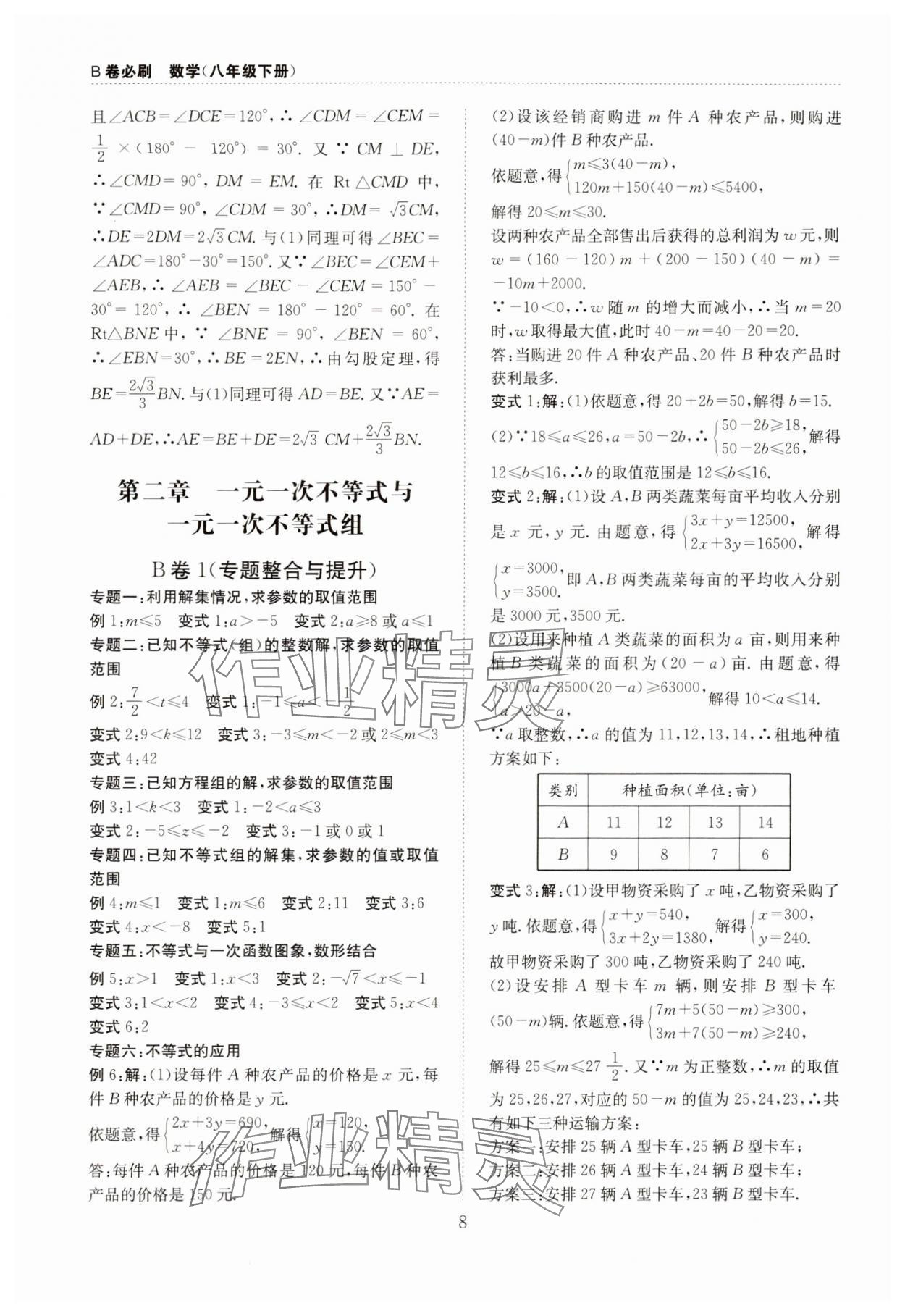 2024年B卷必刷八年级数学下册北师大版 第8页